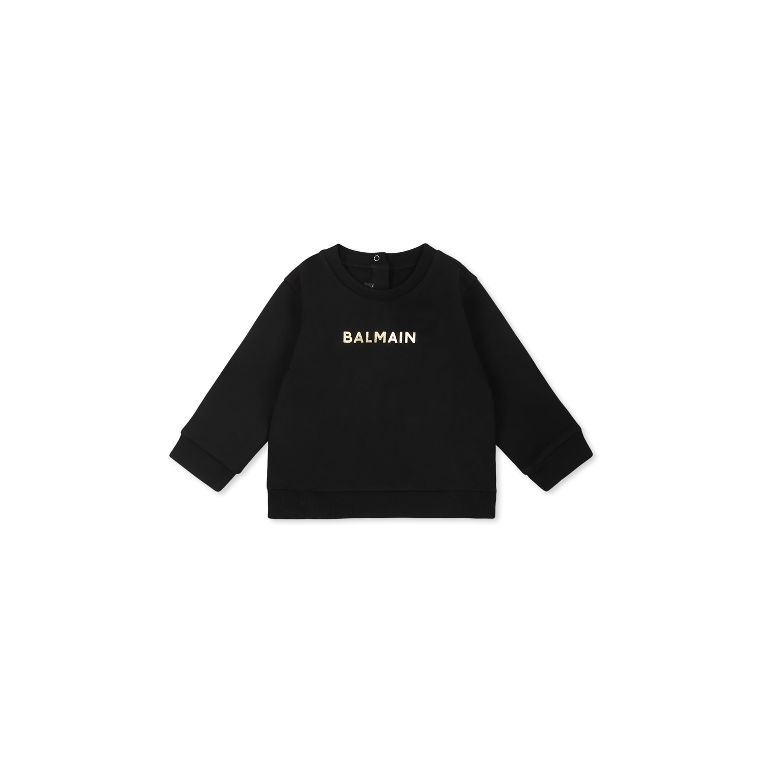 Balmain Black Sweatshirt For Babykids With Logo In Black