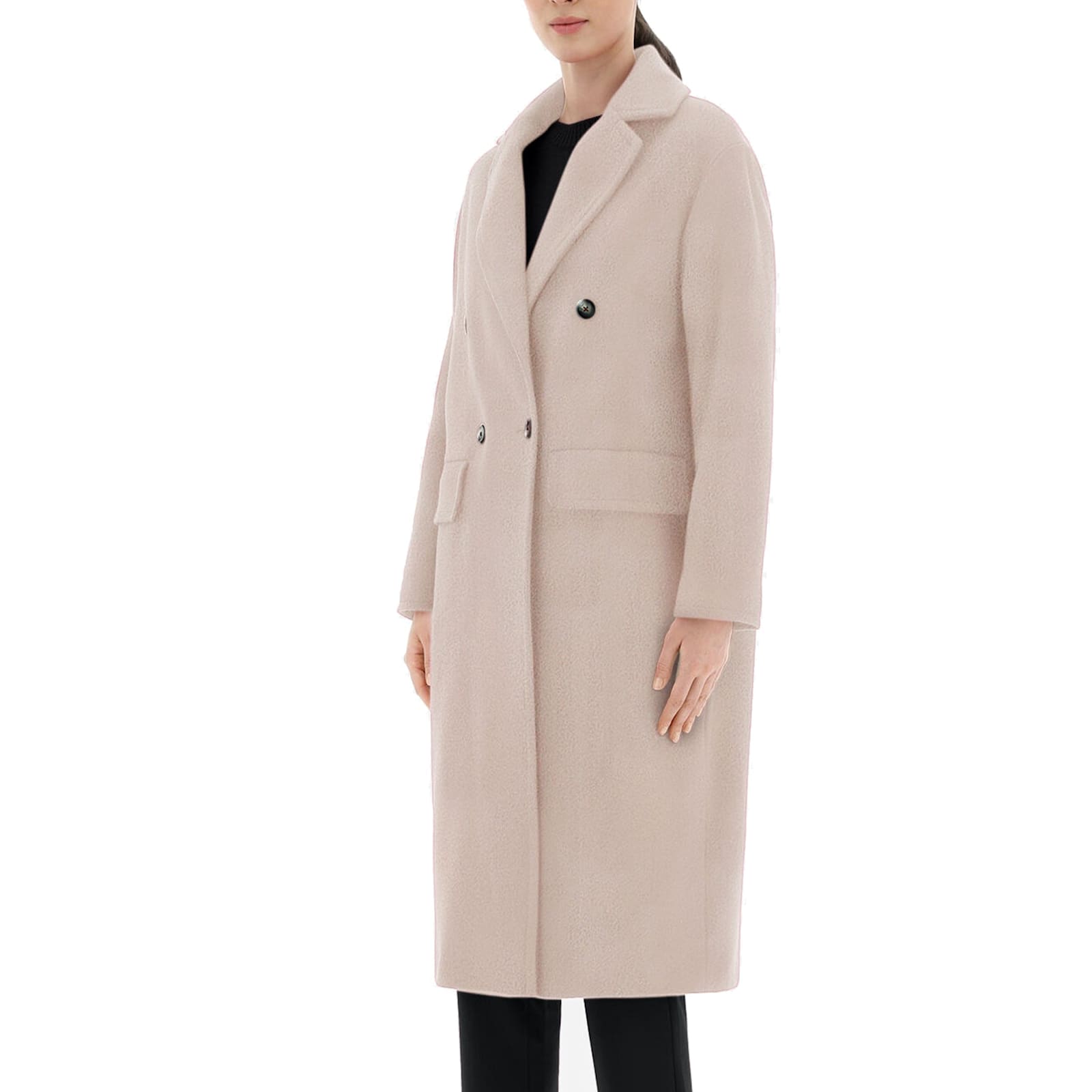 Herno Double-breasted Wool Coat With Sophisticated Lapel In Neutral