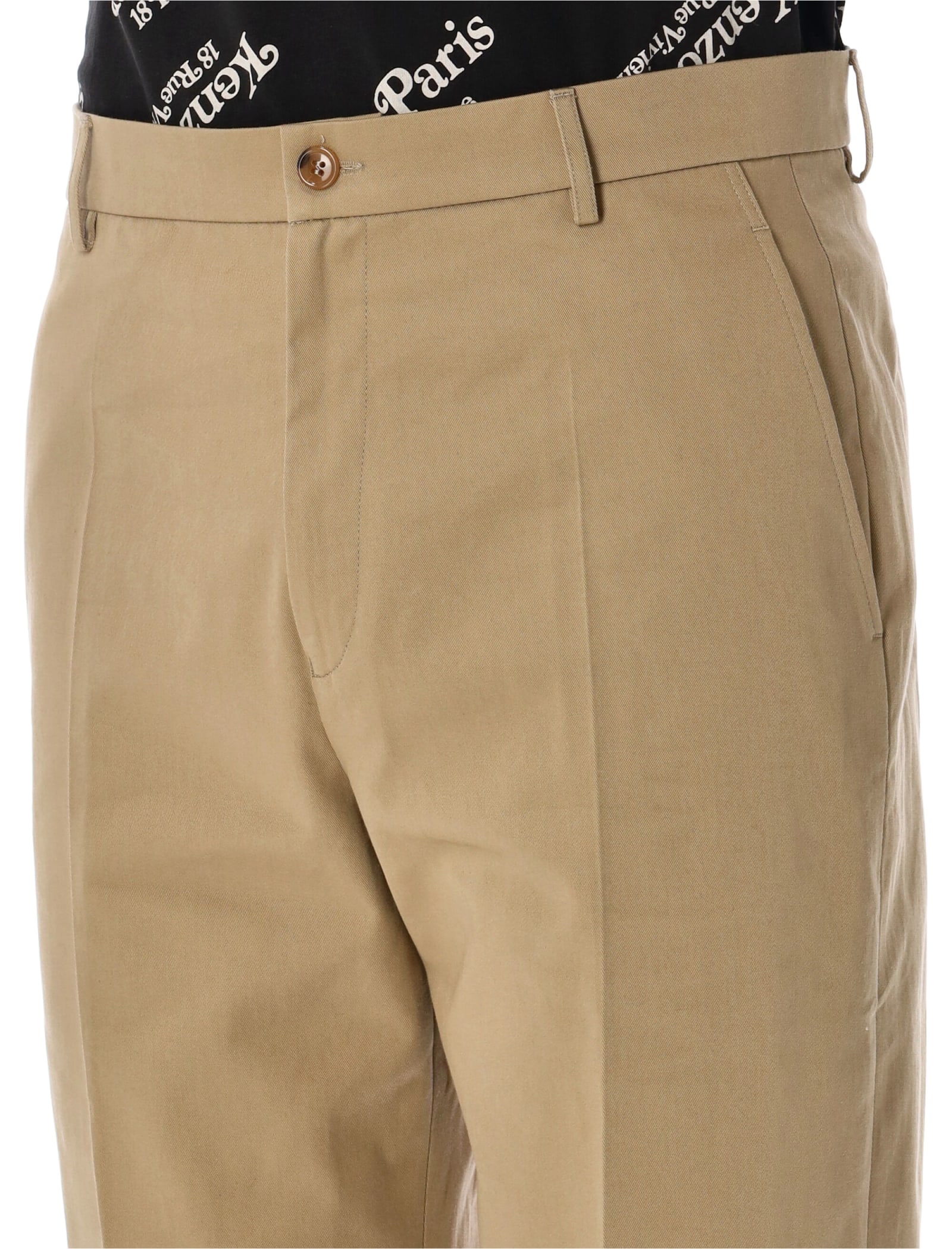 Shop Kenzo Classic Chinos In Beige