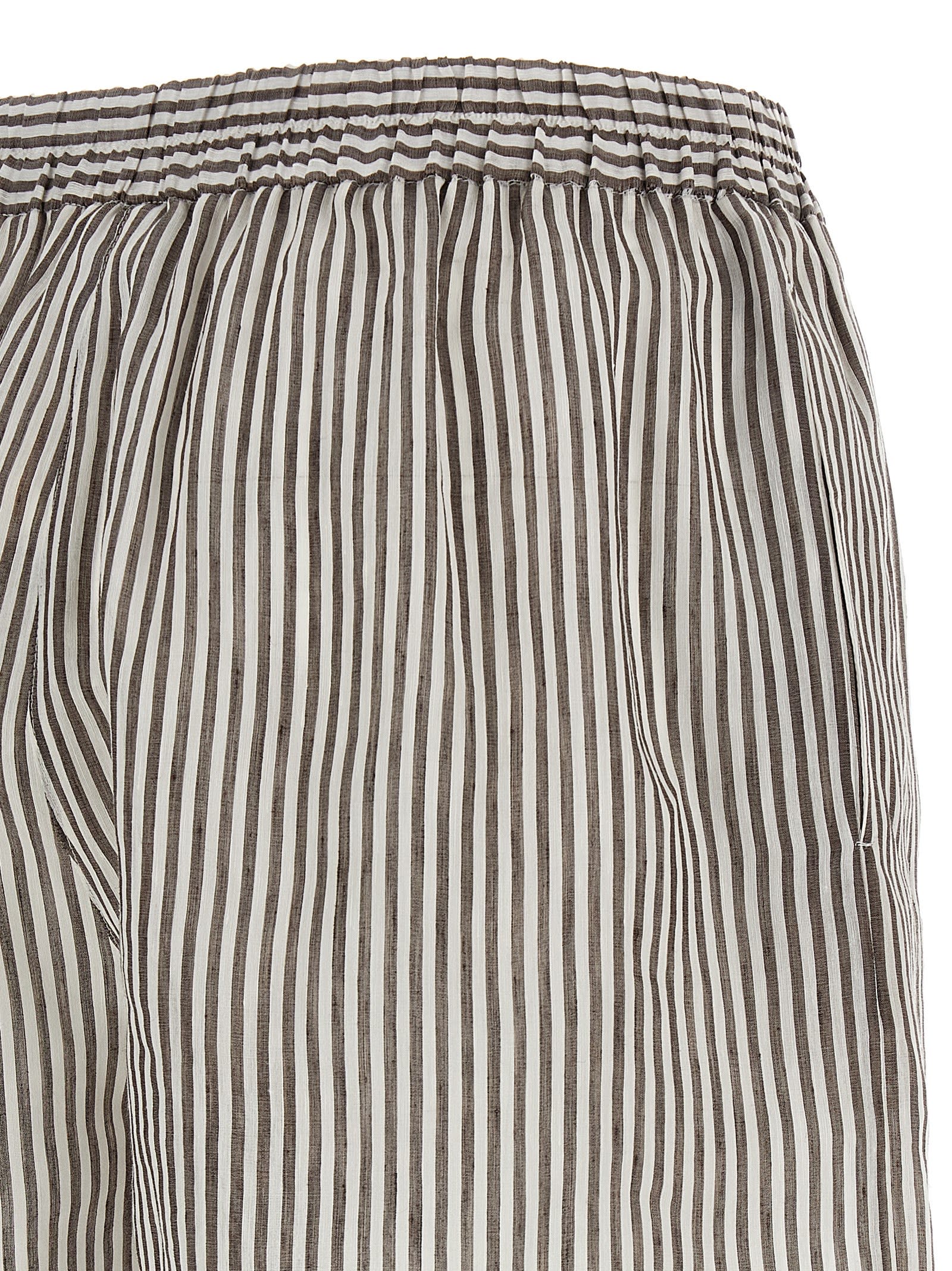 Brunello Cucinelli Striped Linen Bermuda Shorts Bermuda And Short In Multicolor