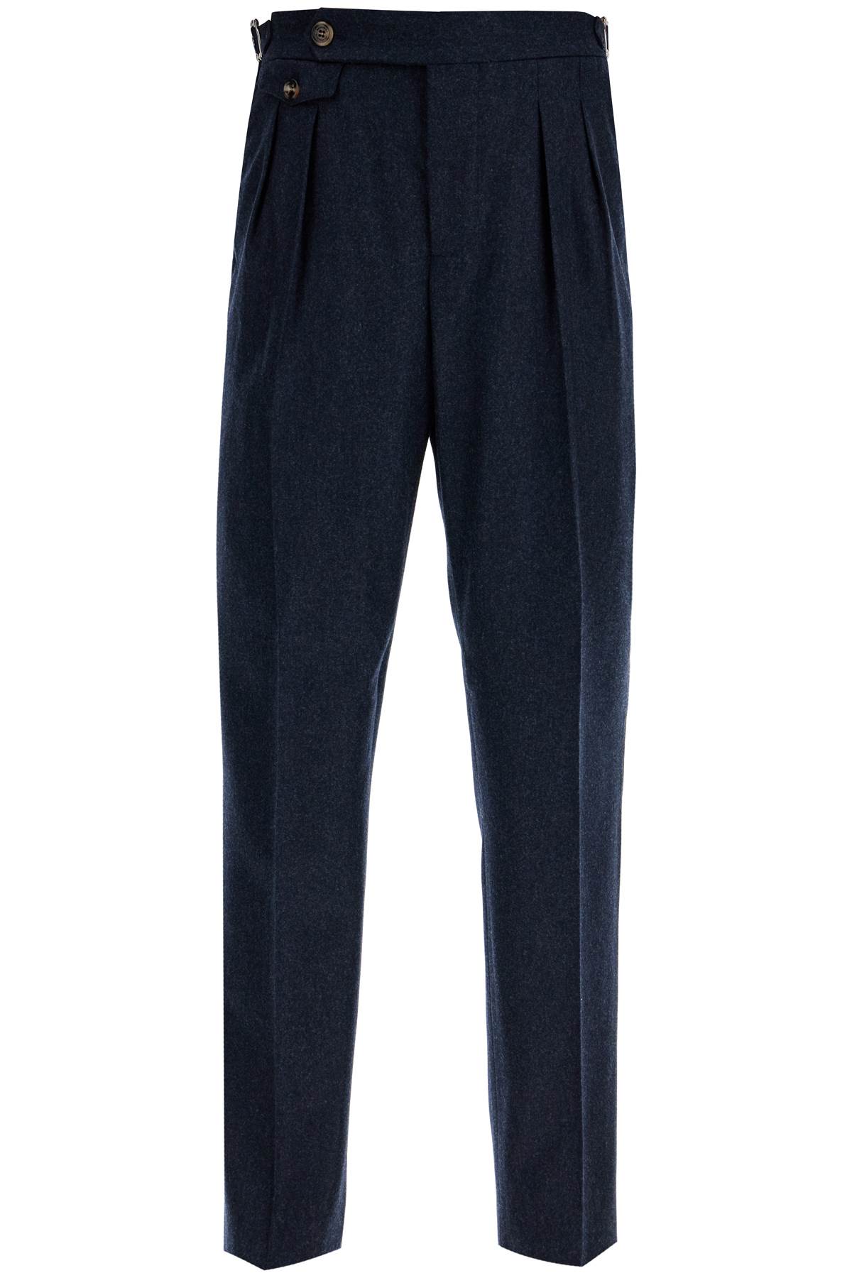 Shop Brunello Cucinelli Tailored Fit Flannel Pants In Buio (blue)