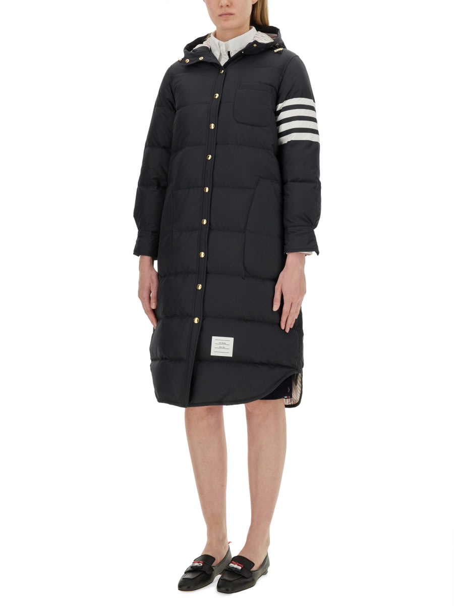 Shop Thom Browne Hooded Jacket In Blue