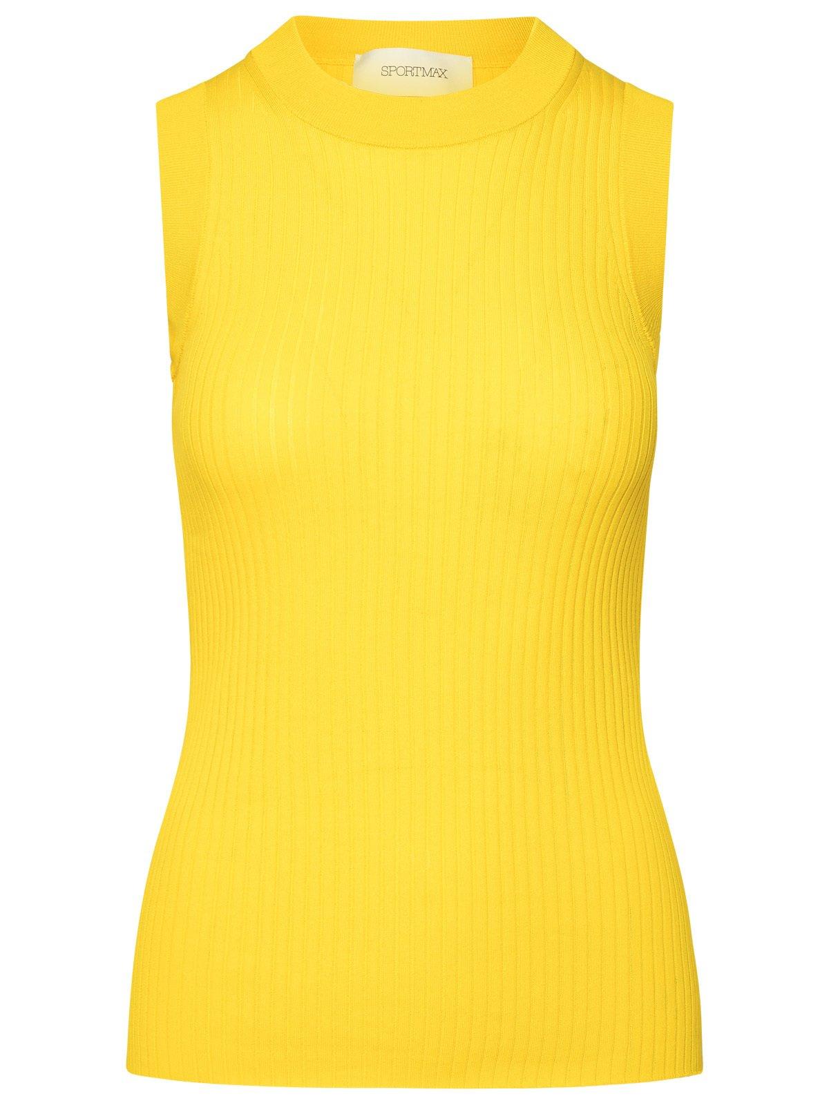 Shop Sportmax Toledo Crewneck Sleeveless Knitted Top In Yellow
