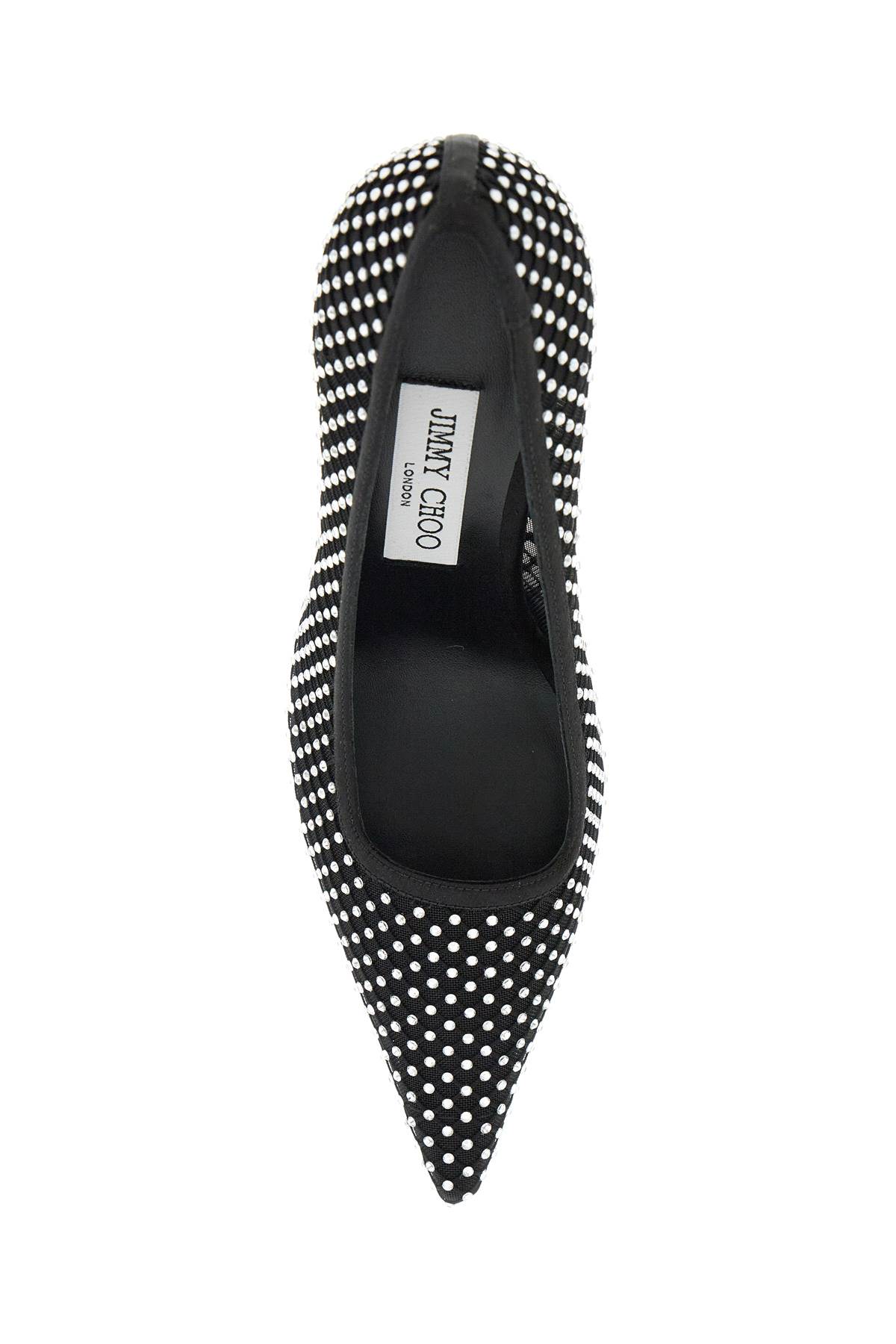 Shop Jimmy Choo Ixia 95 Mesh Dã©colletã© In Black Crystal (black)