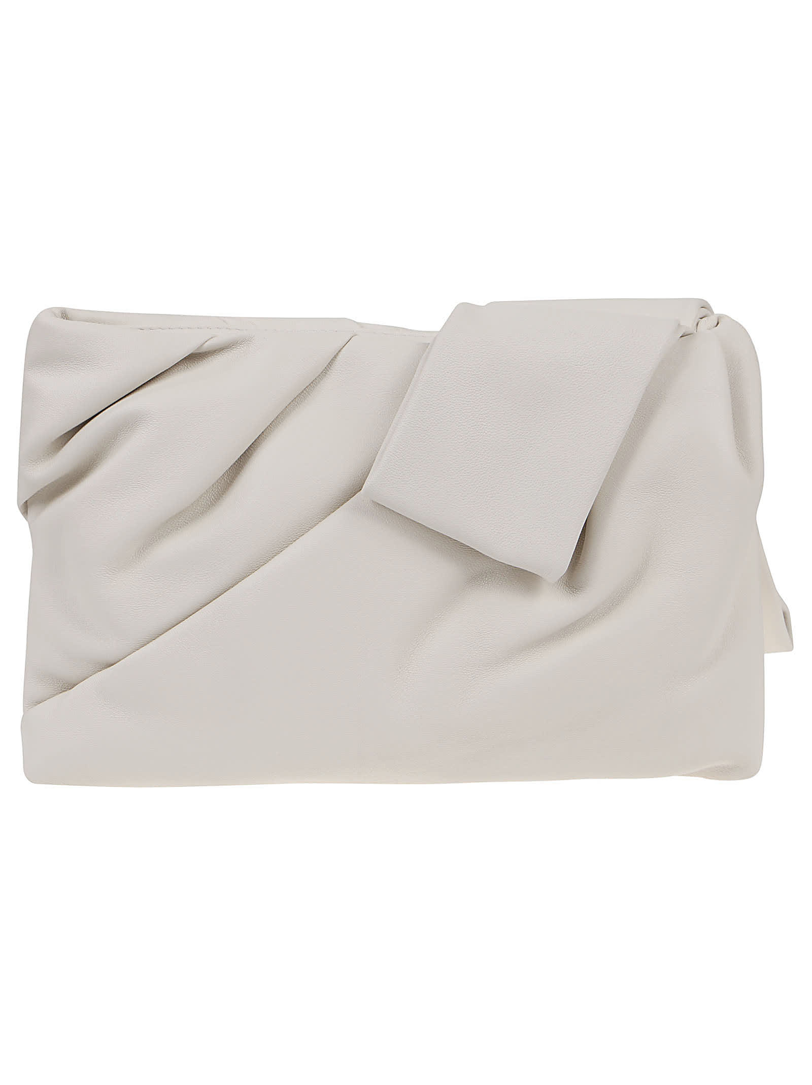 Shop Ambush Leather Nejiri Wrist Clutch Bag In Off White Silver