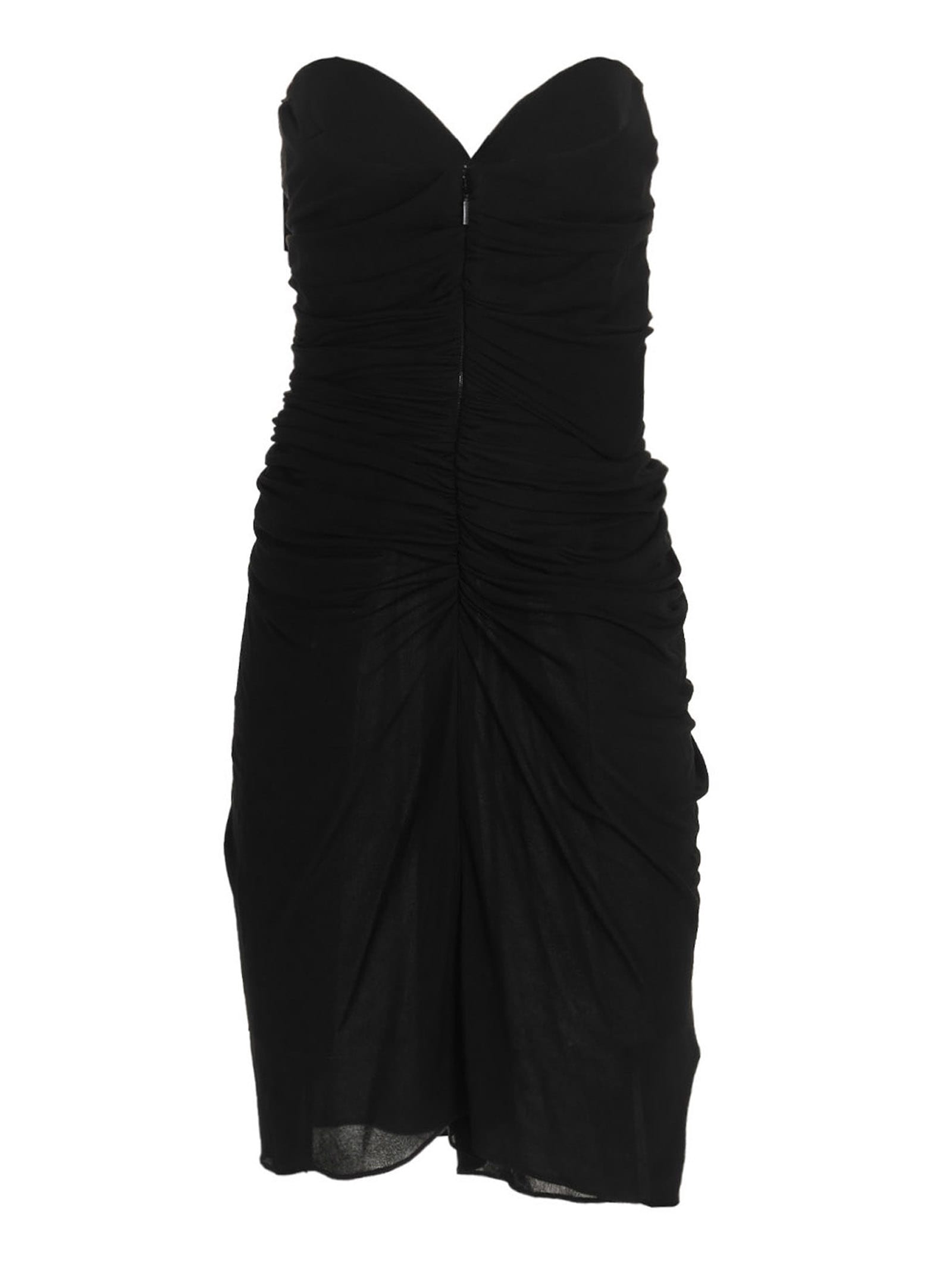 Shop Saint Laurent Draped Cut Out Dress In Black