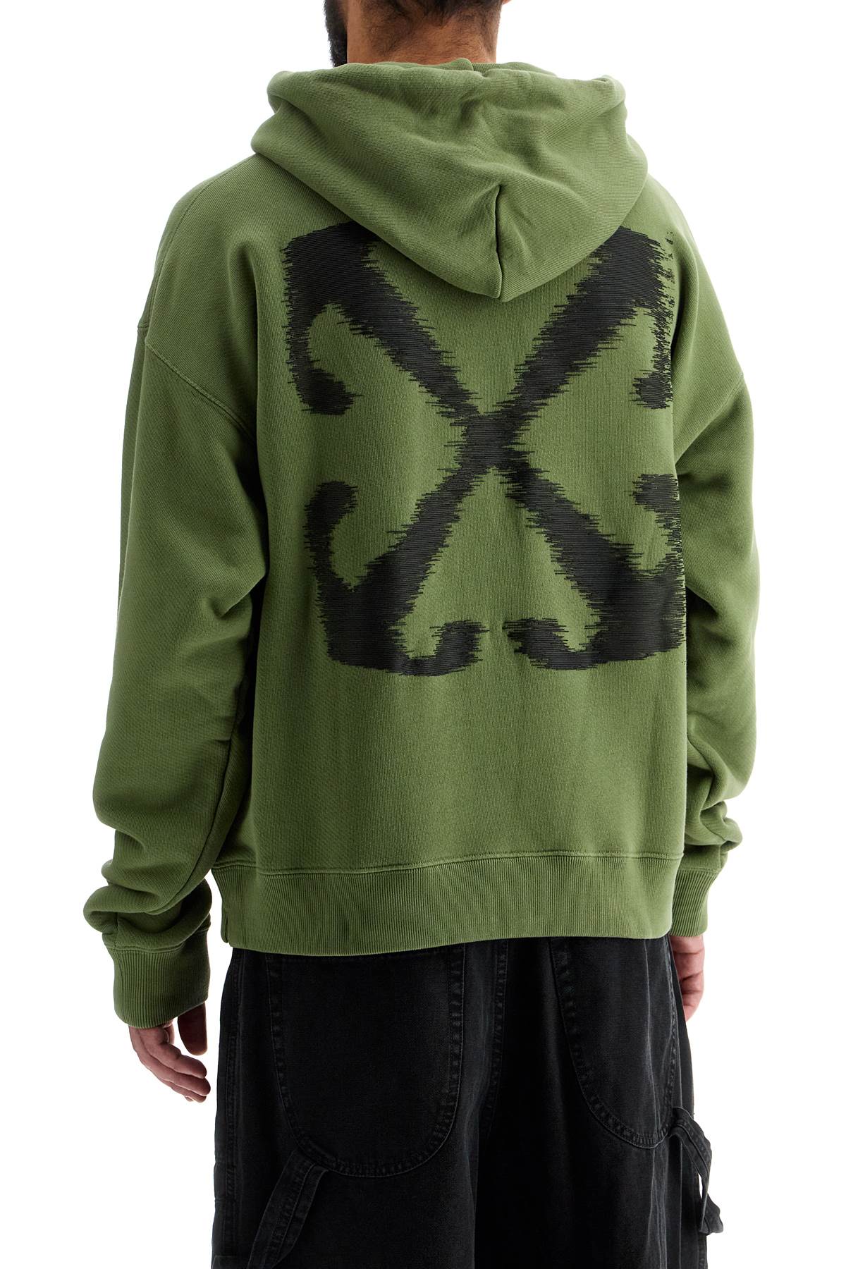 Shop Off-white Windy Arrow Hoodie In Four Leaf Clover - Black (green)