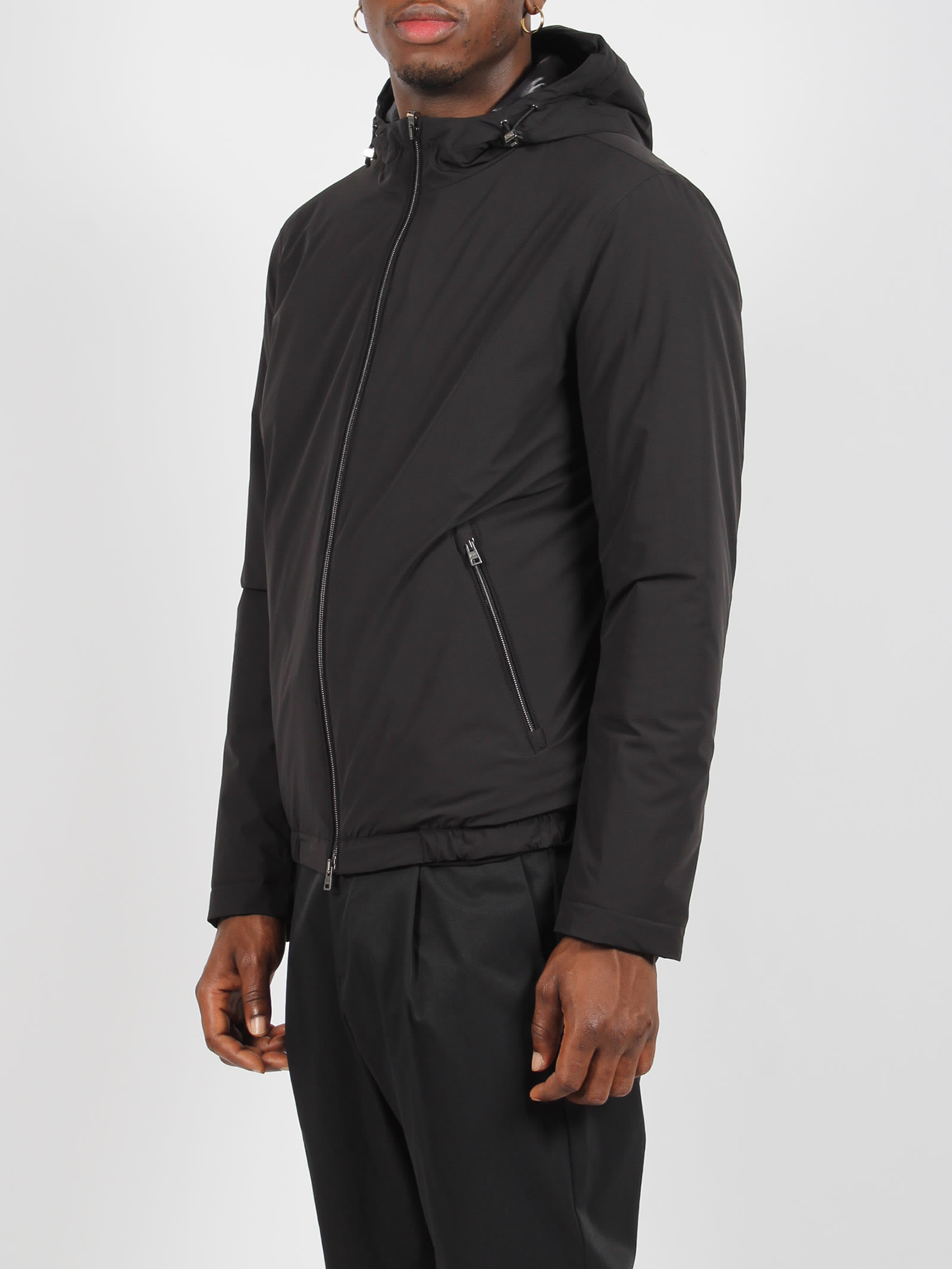 Shop Herno Nylon Bomber Jacket In Black