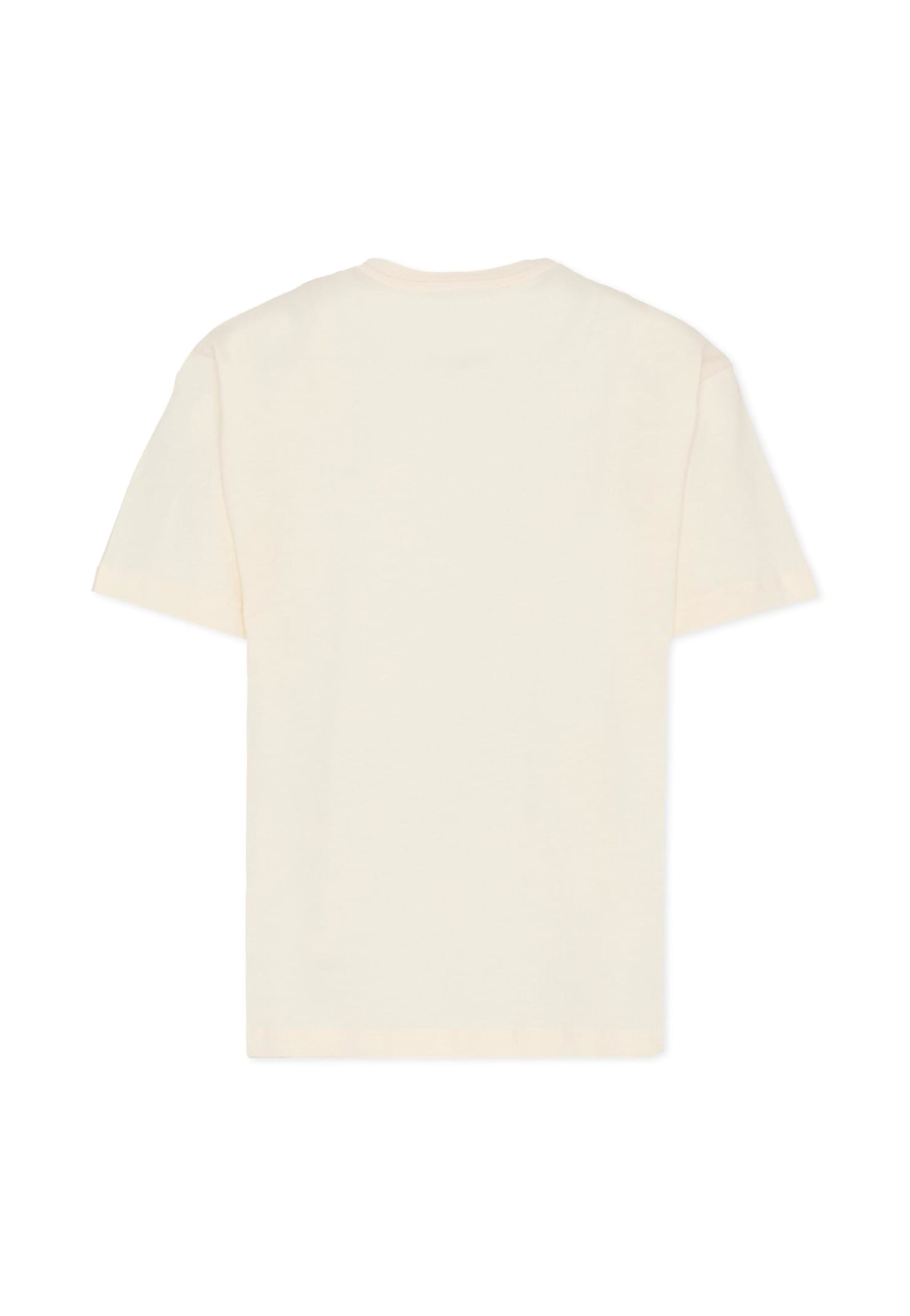 Msgm Ivory T-shirt For Boy With Logo In Neutral