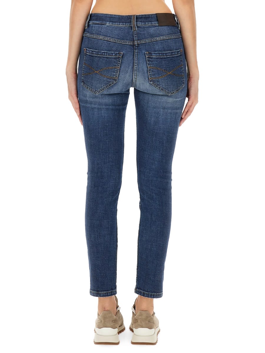 Brunello Cucinelli Women Slim Fit Denim Pants In Blue