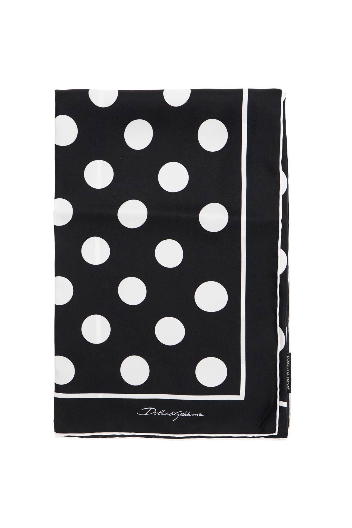 Shop Dolce & Gabbana Silk Twill Scarf In Eight In Pois Fdo.nero (white)