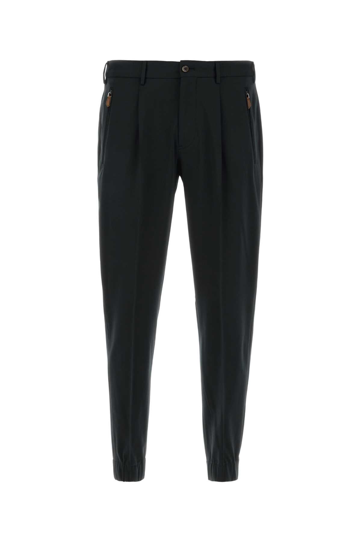 Pt Torino Black Stretch Cotton Blend Pant In 0990