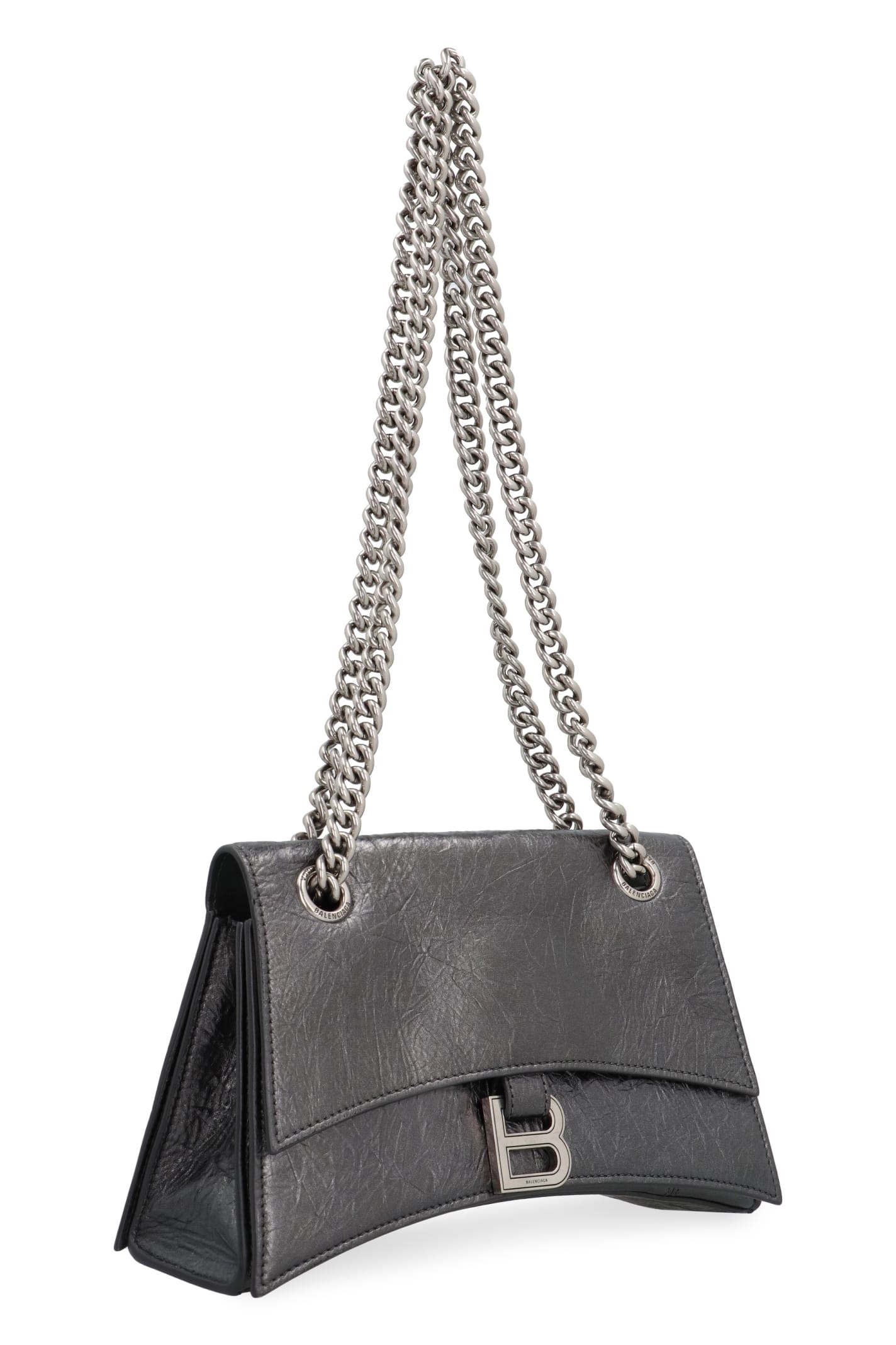 Shop Balenciaga Crush Shoulder Bag In Silver