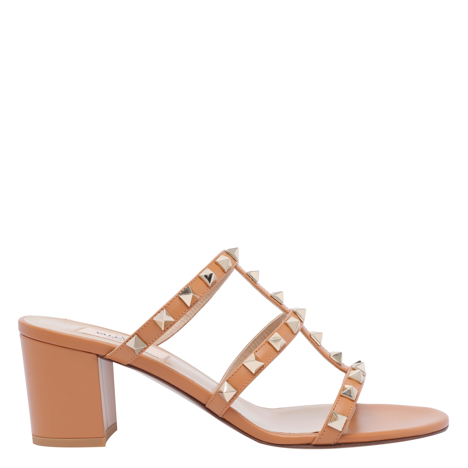 Valentino Rockstud Slide Sandal In Calfskin With Cabochon Stones 60mm