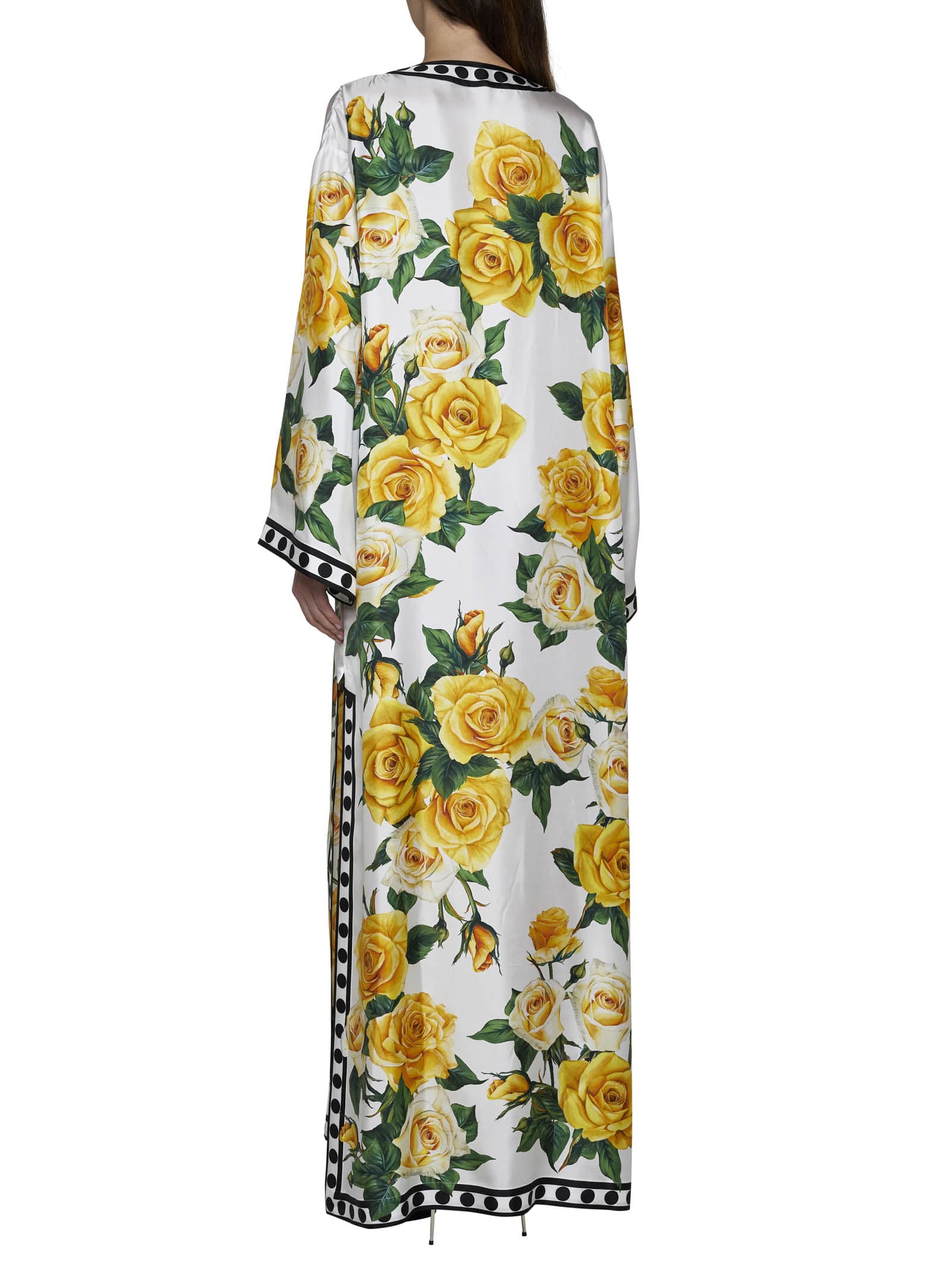 Shop Dolce & Gabbana Dress In Rose Gialle Fdo Bco