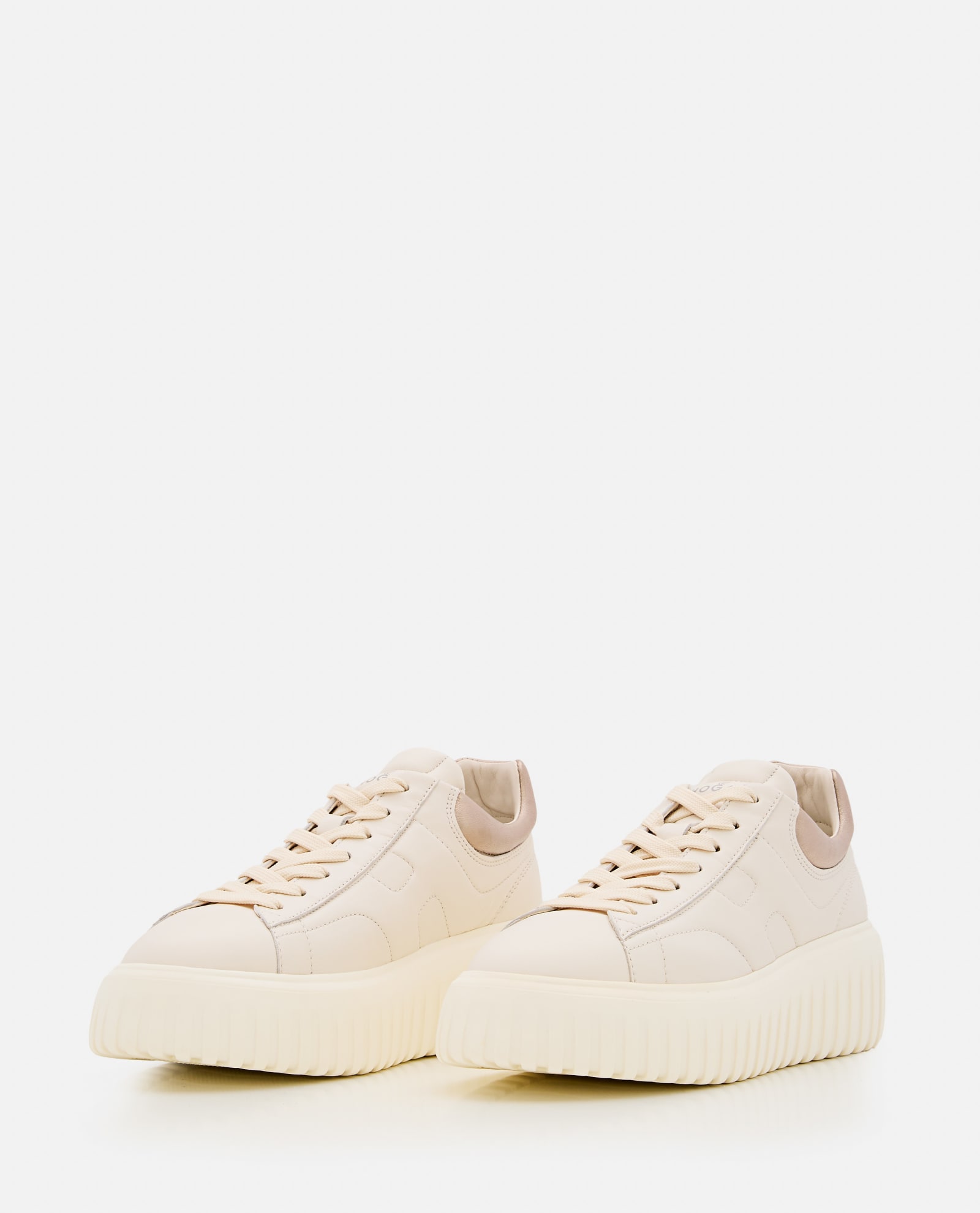 Shop Hogan H-stripes Lace Up Sneakers In Beige