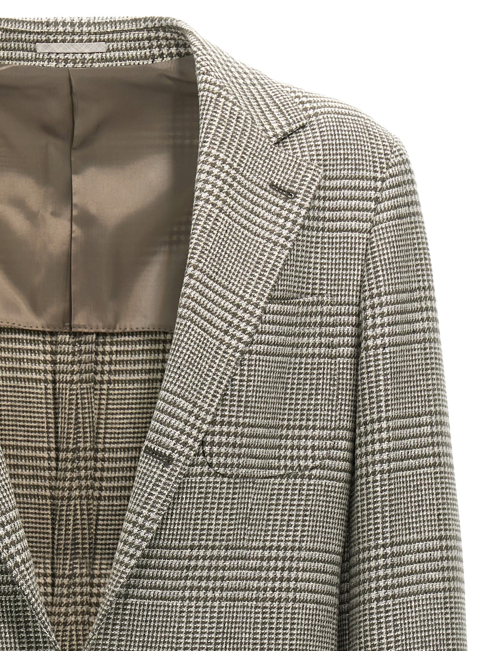 Shop Brunello Cucinelli Check Single-breasted Blazer In Green