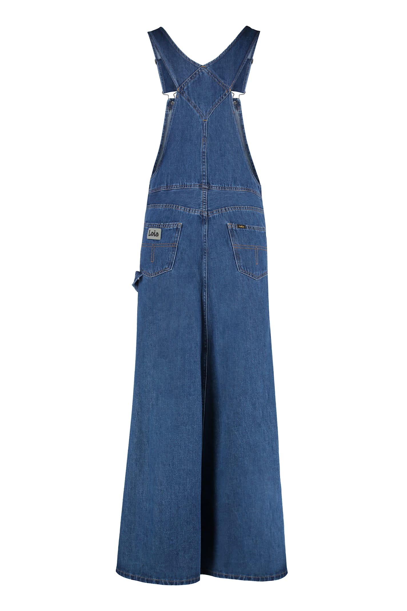 Lois Denim Overalls Dress In Blue