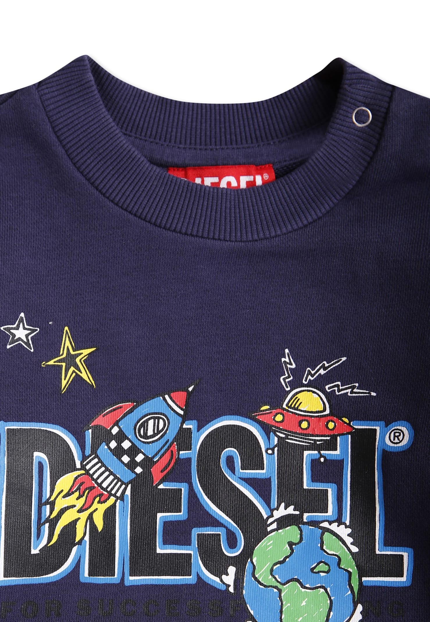 Diesel Blue Sweatshirt For Baby Boy With Space Print In Blue