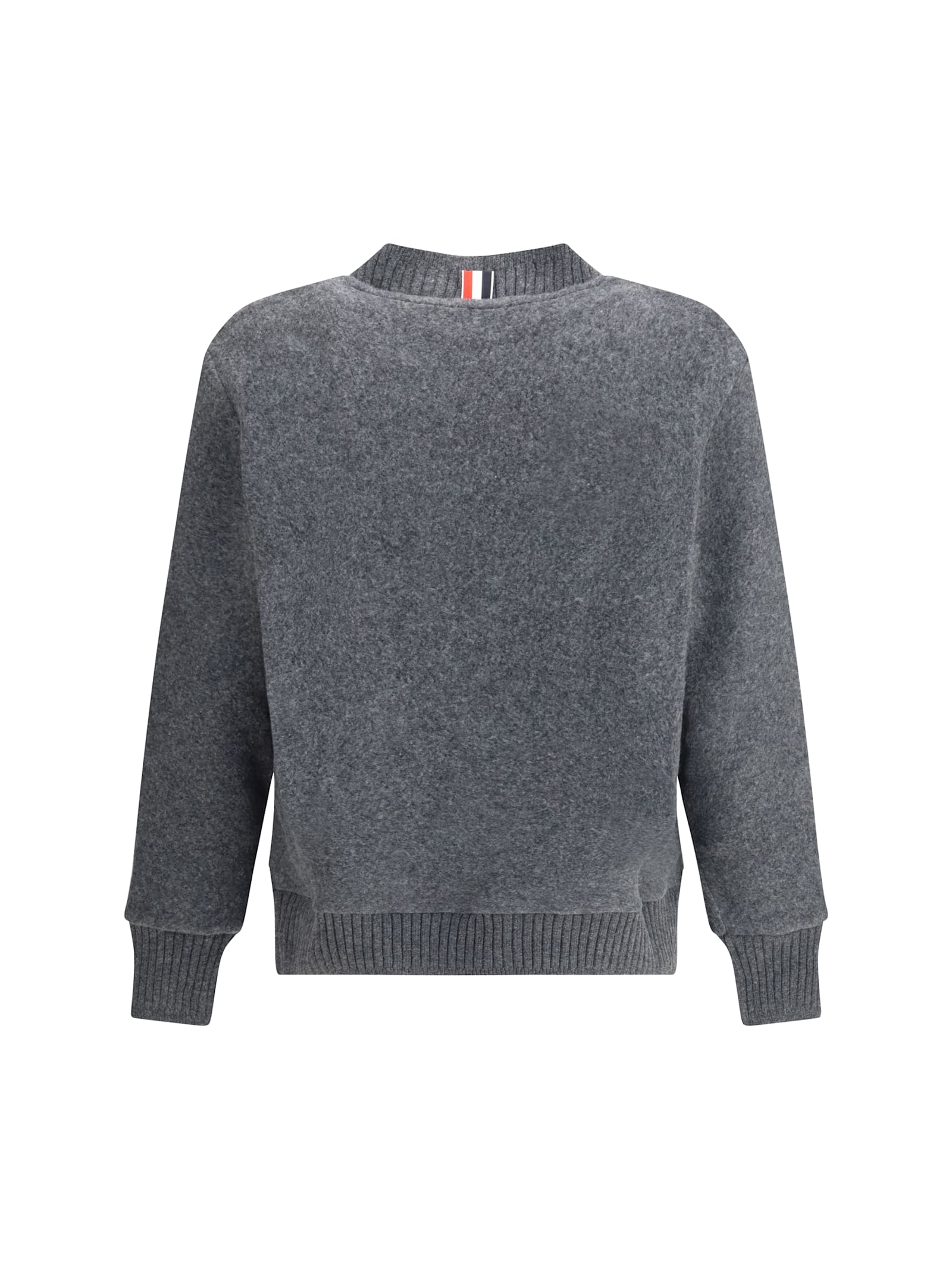 Thom Browne Gray Wool Fleece Oversized V Neck Cardigan In Gray