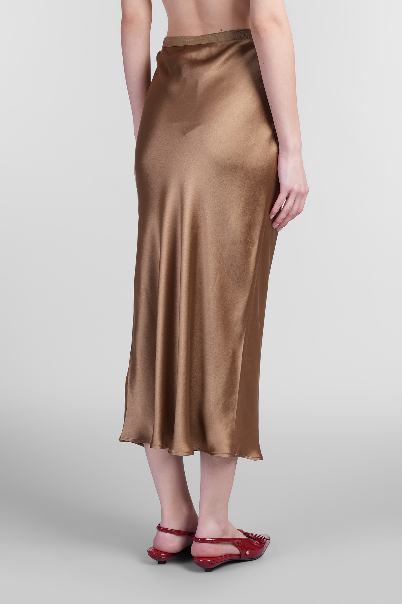 Anine Bing Womens Dark Green Bar Silk Maxi Skirt In Brown