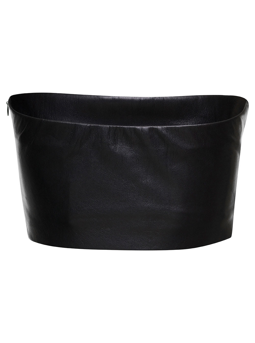 Shop The Andamane Black Bandeau Tube Top Crop Faux Leather In Polyester Woman