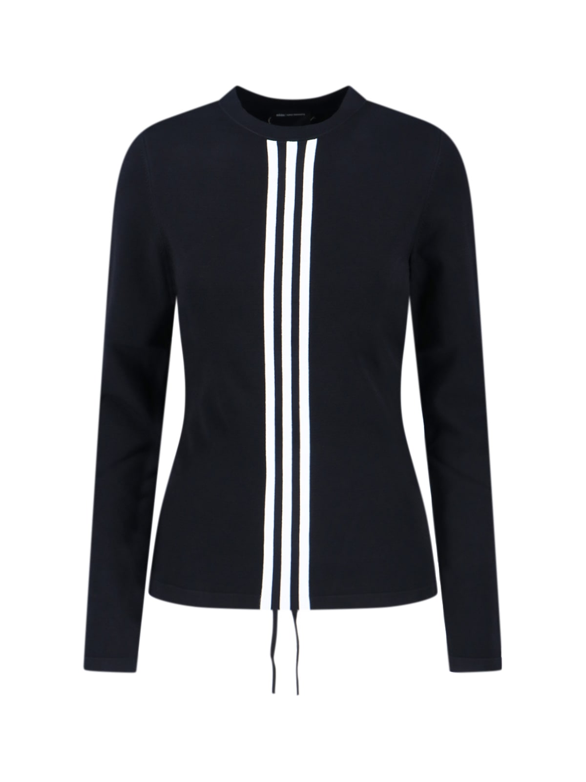 Y-3 Contrasting Striped Long-sleeve Top With Drawstring Hem In Blue