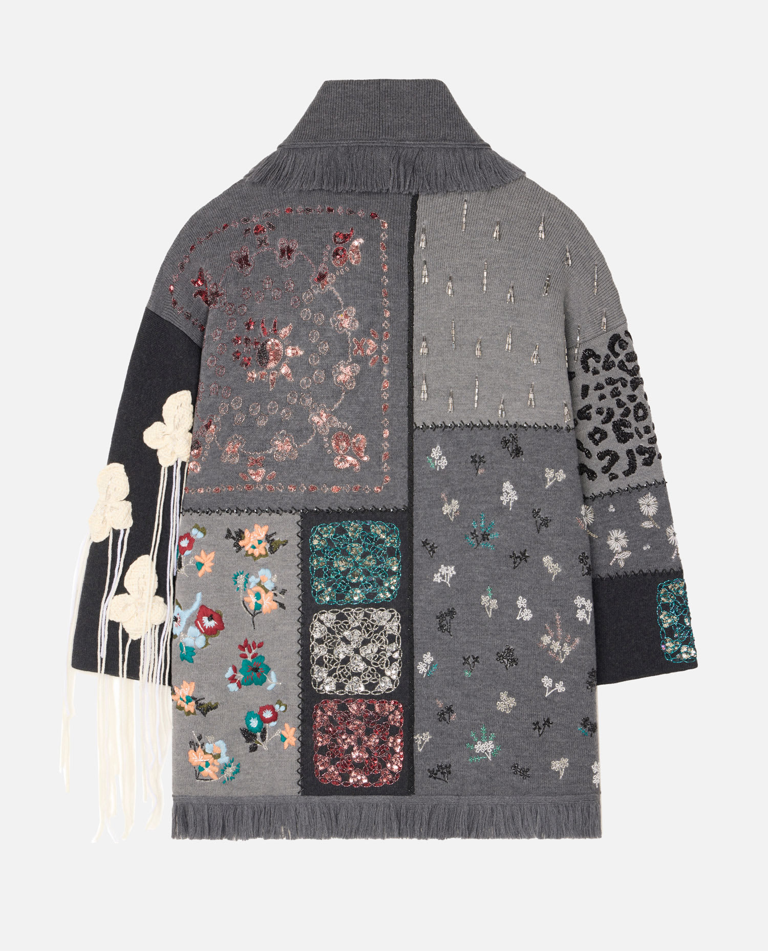 Alanui Midnight In Manhattan Patchwork Cardigan In Gray