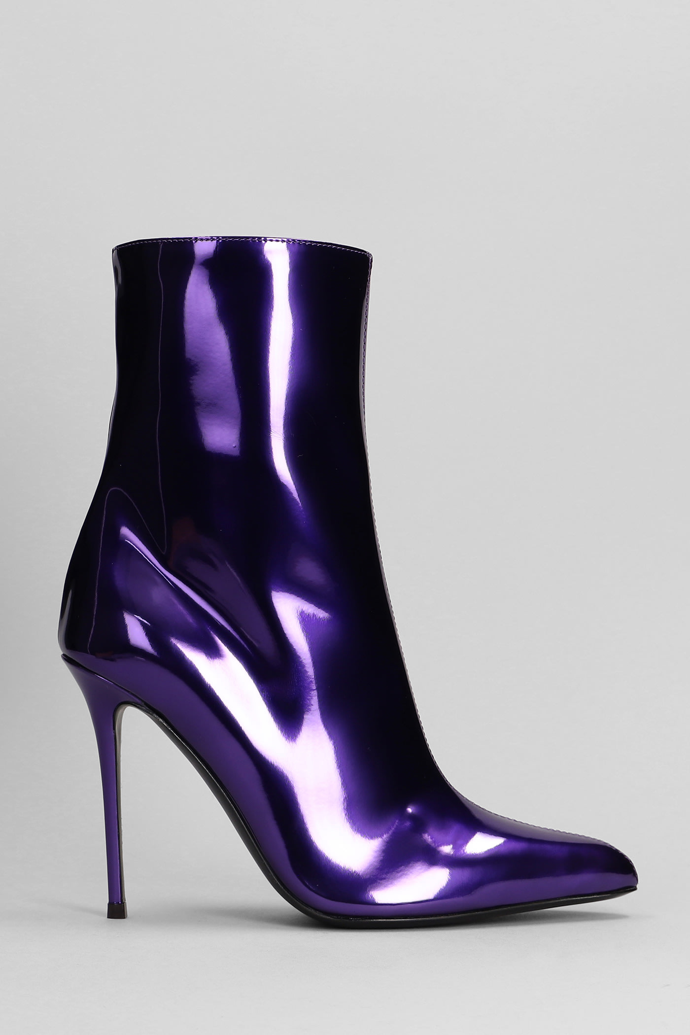 Giuseppe Zanotti Brytta High Heels Ankle Boots In Viola Patent Leather
