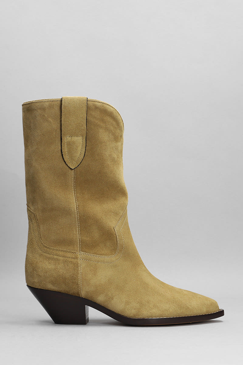 Isabel Marant Dahope Texan Ankle Boots In Taupe Suede