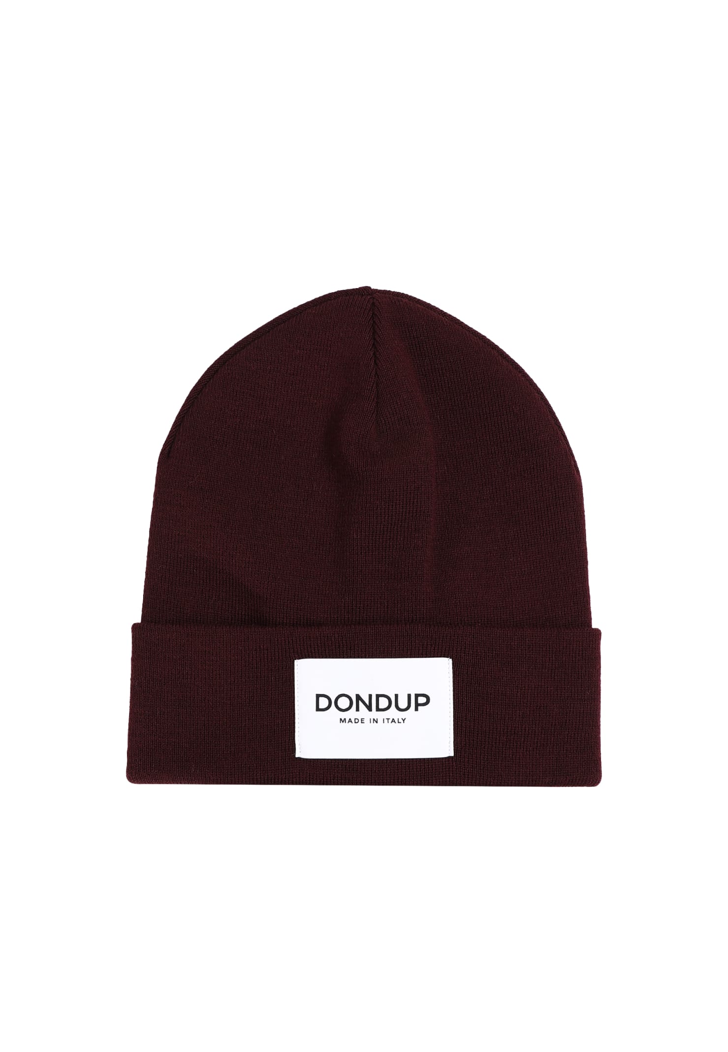 Dondup Beanie Hat With Applied Logo In Vinaccio