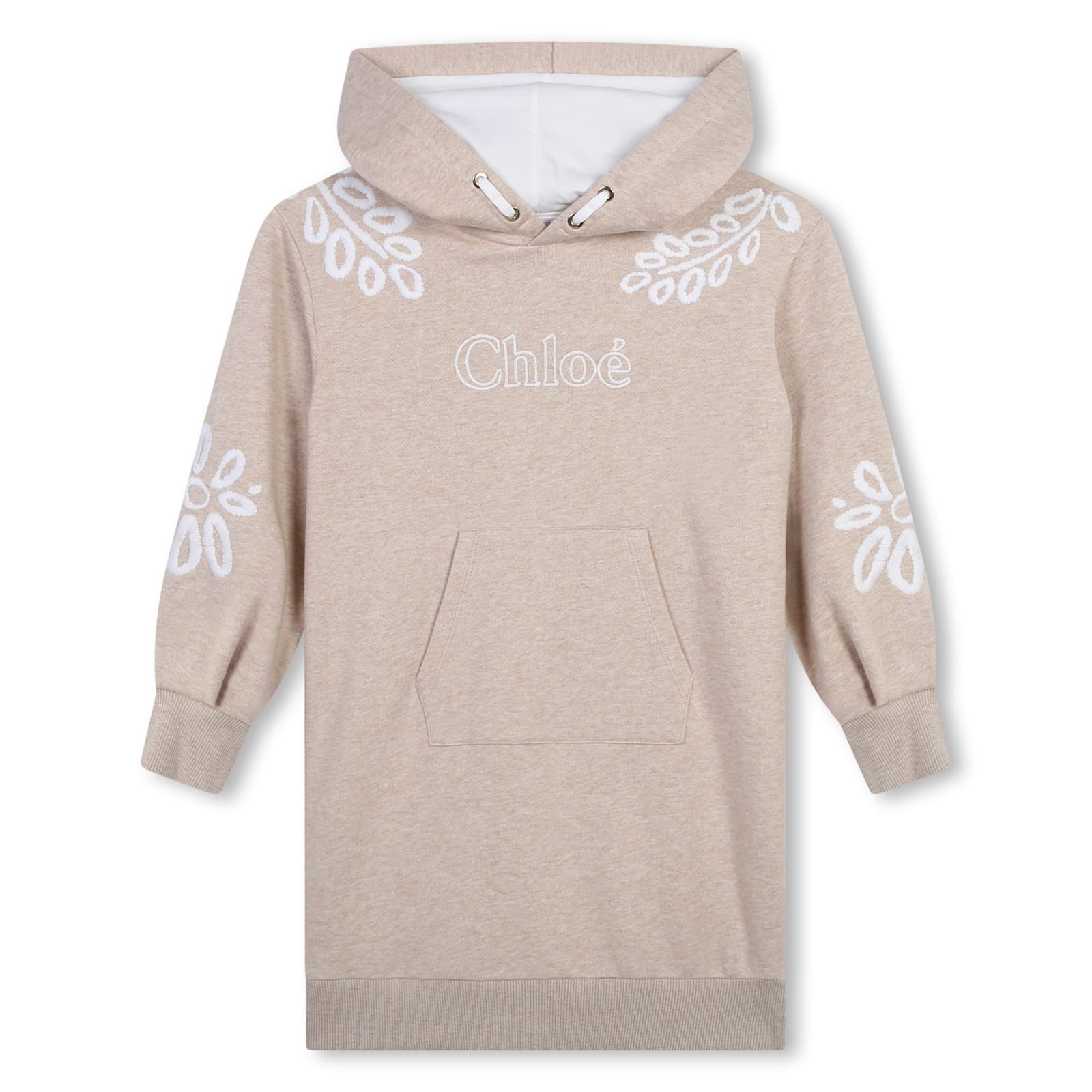 Chloé Kids' Abito Con Logo In Beige