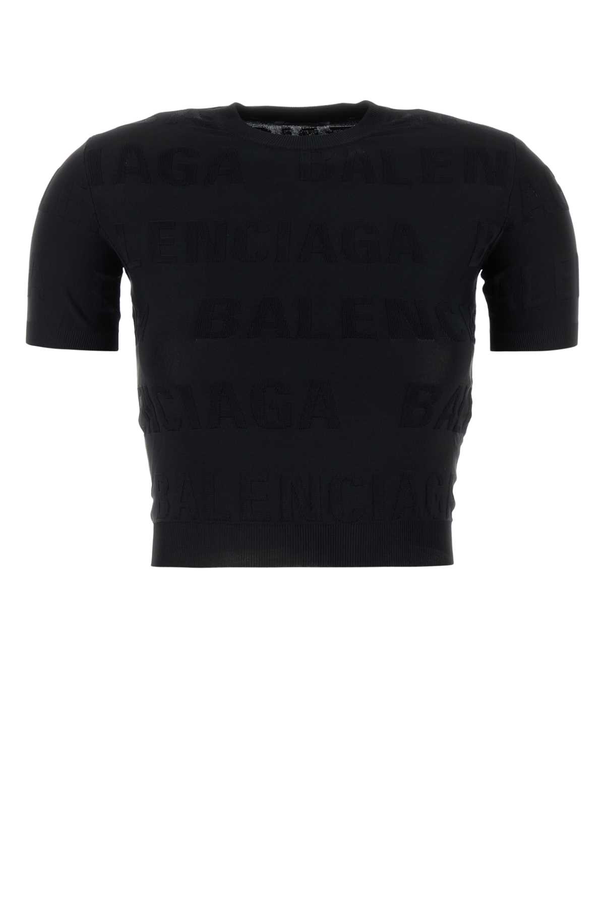 Shop Balenciaga Black Stretch Viscose Blend T-shirt