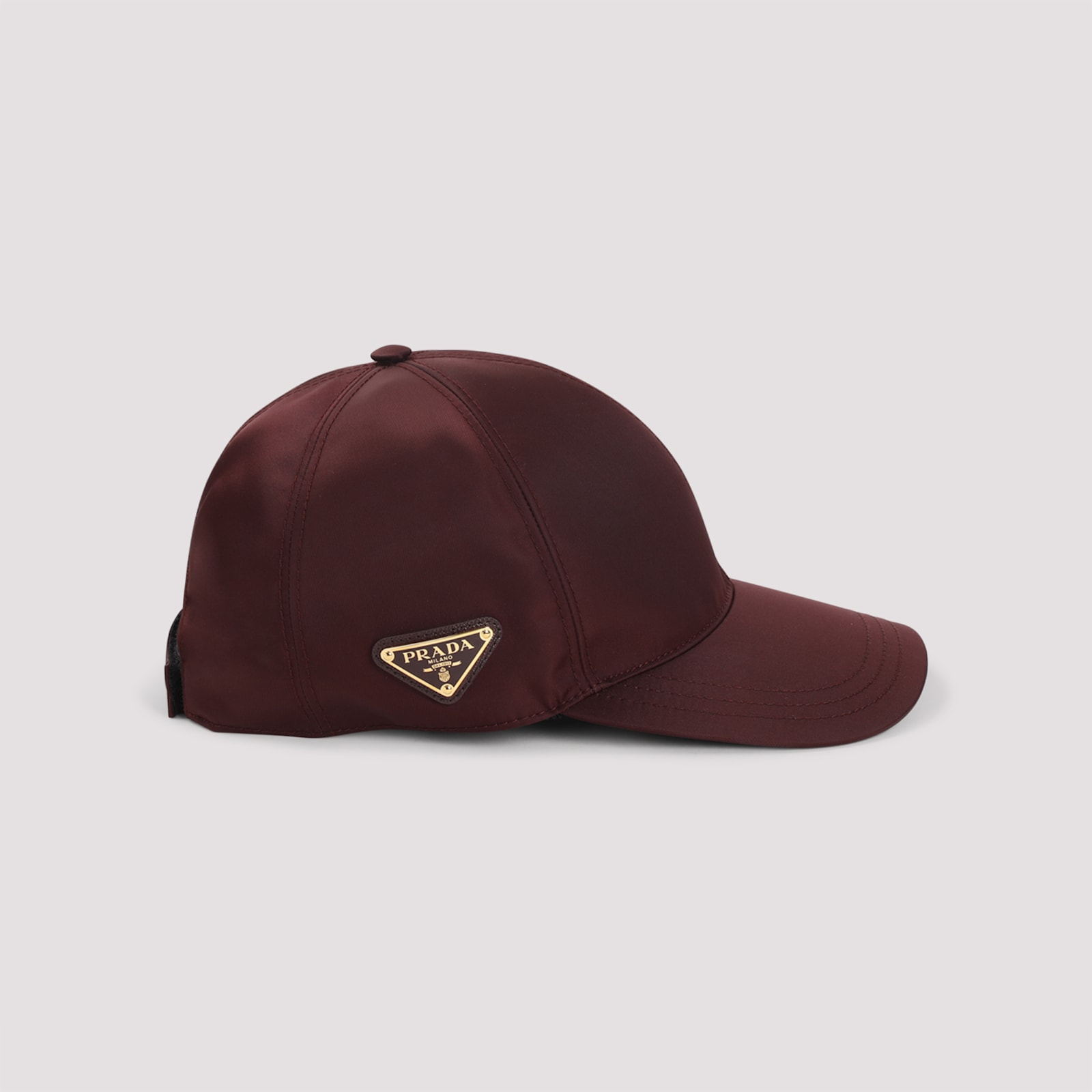 Prada Nylon Baseball Cap Panel Construction Visor Brim In Burgundy