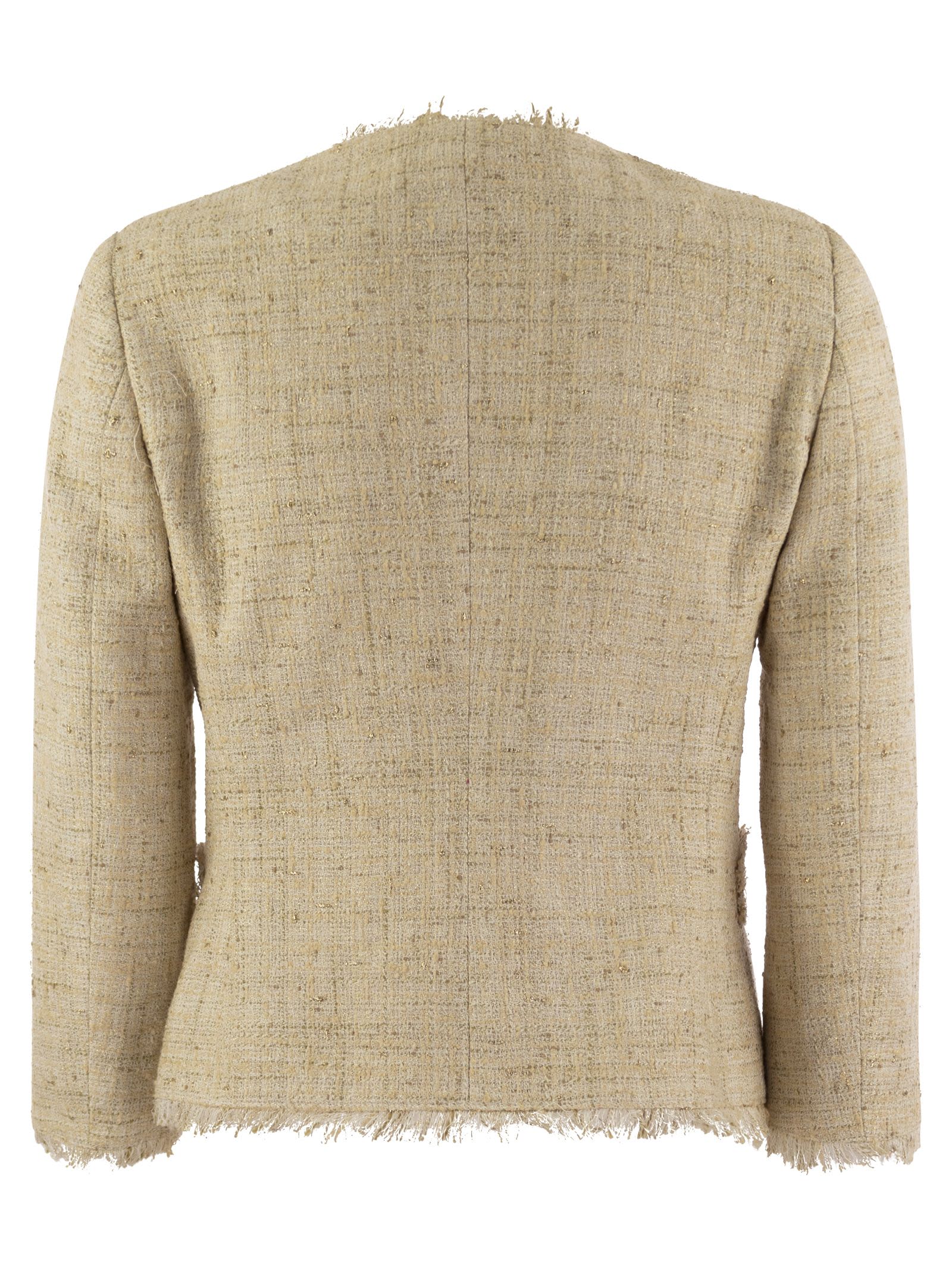 Shop Tagliatore Dharma - Papyrus-effect Jacket In Beige/gold