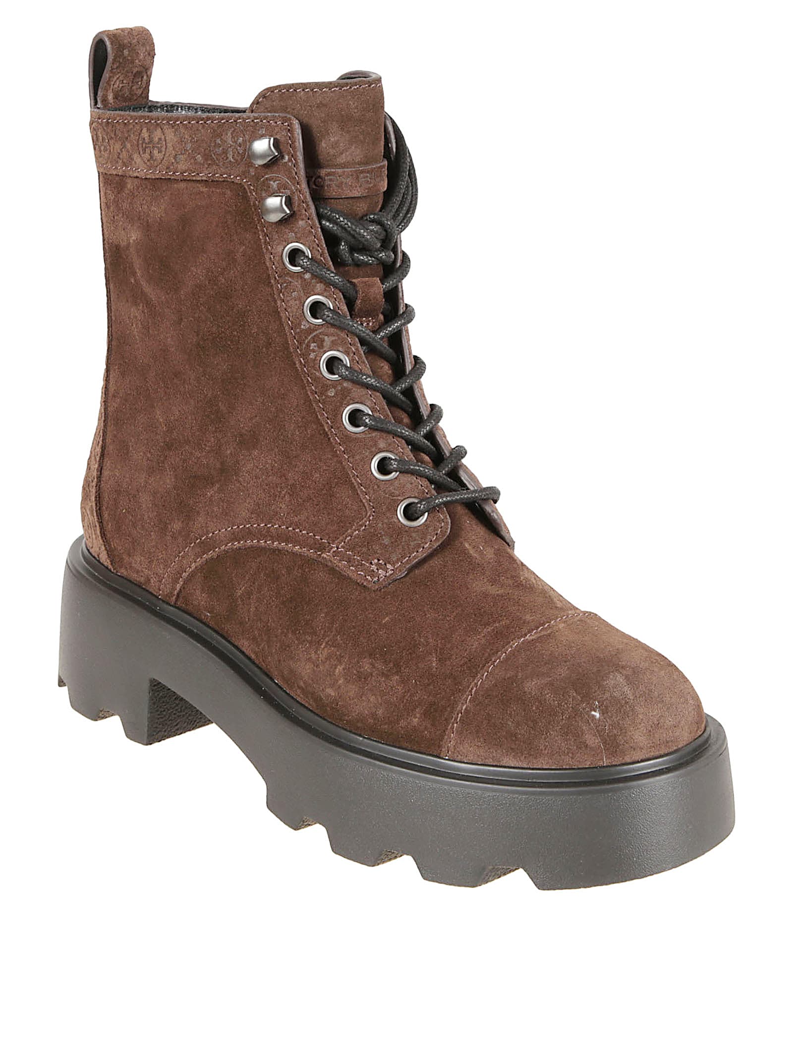 Tory Burch T Monogram Suede Ankle Boots In Brown