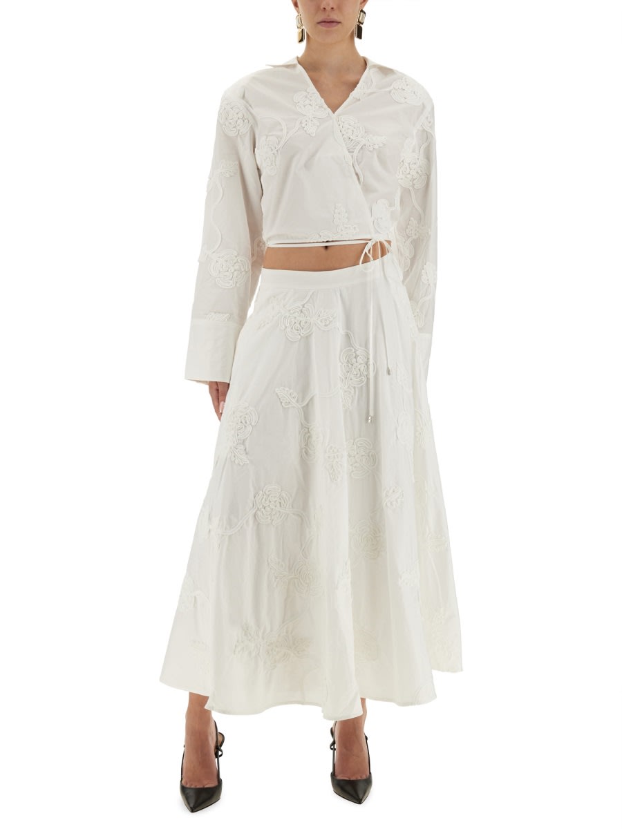 Rotate Birger Christensen Rotate Birgerchristensen Wraparound Shirt Top In White