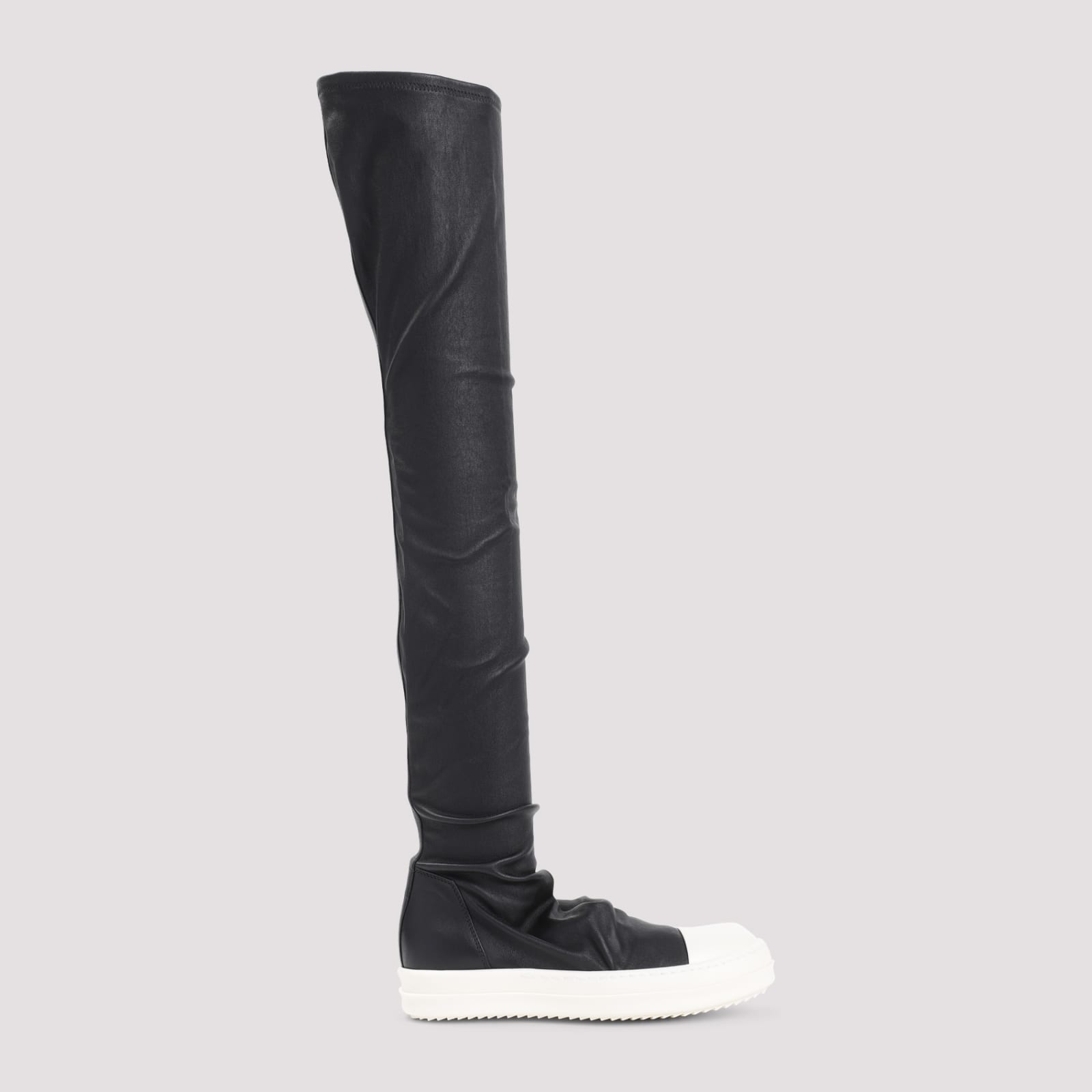 Shop Rick Owens Knee High Stocking Sneakers In Black Milk Milk