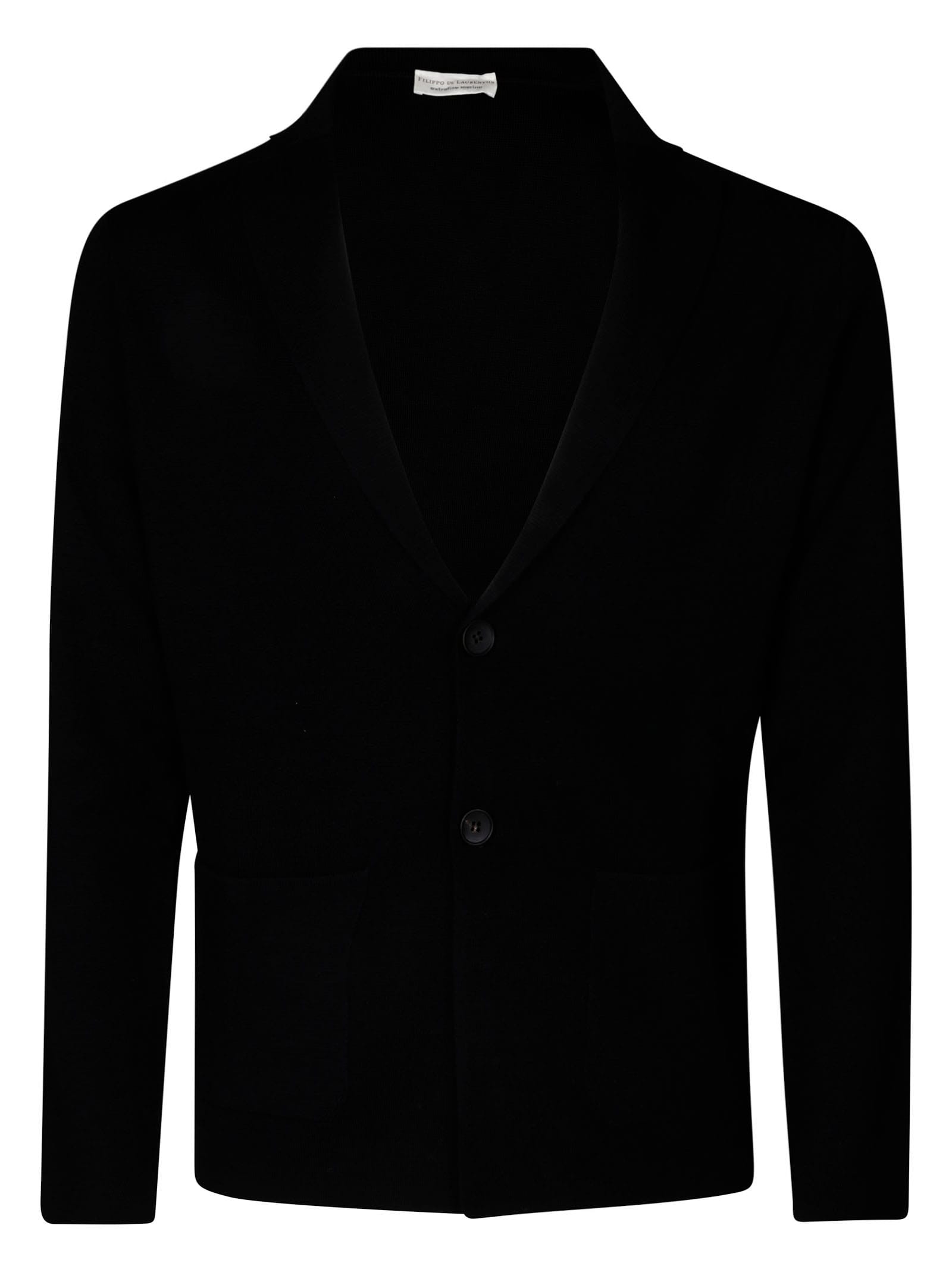 Shop Filippo De Laurentiis Single Revers Jacket E.fine Merino In Black