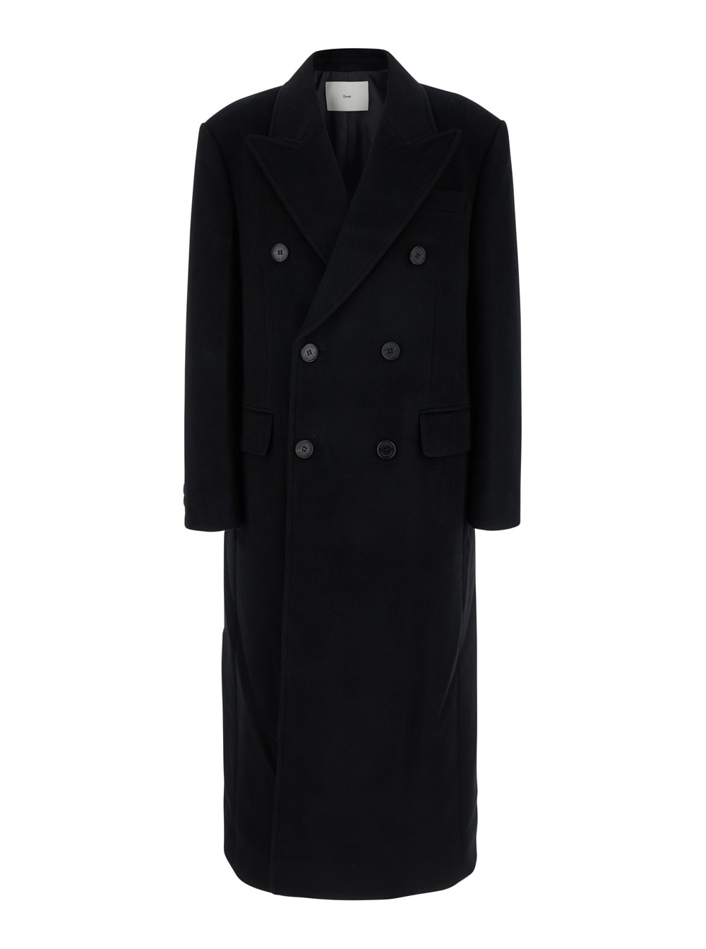 Shop Dunst Unisex Tailored Double-breasted Wool Coat In Black