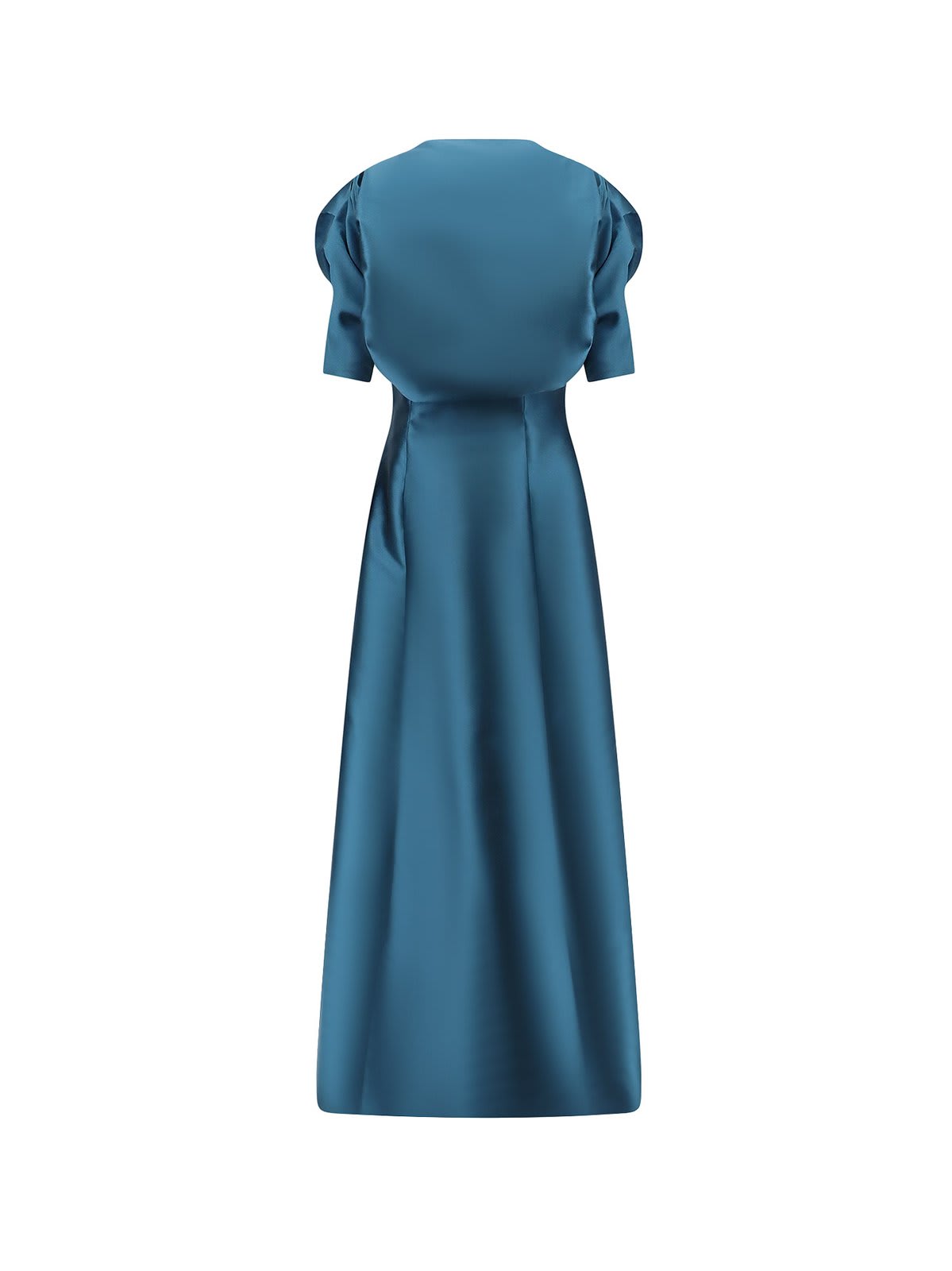 Shop Alberta Ferretti Square-neck A-line Long Dress In Teal