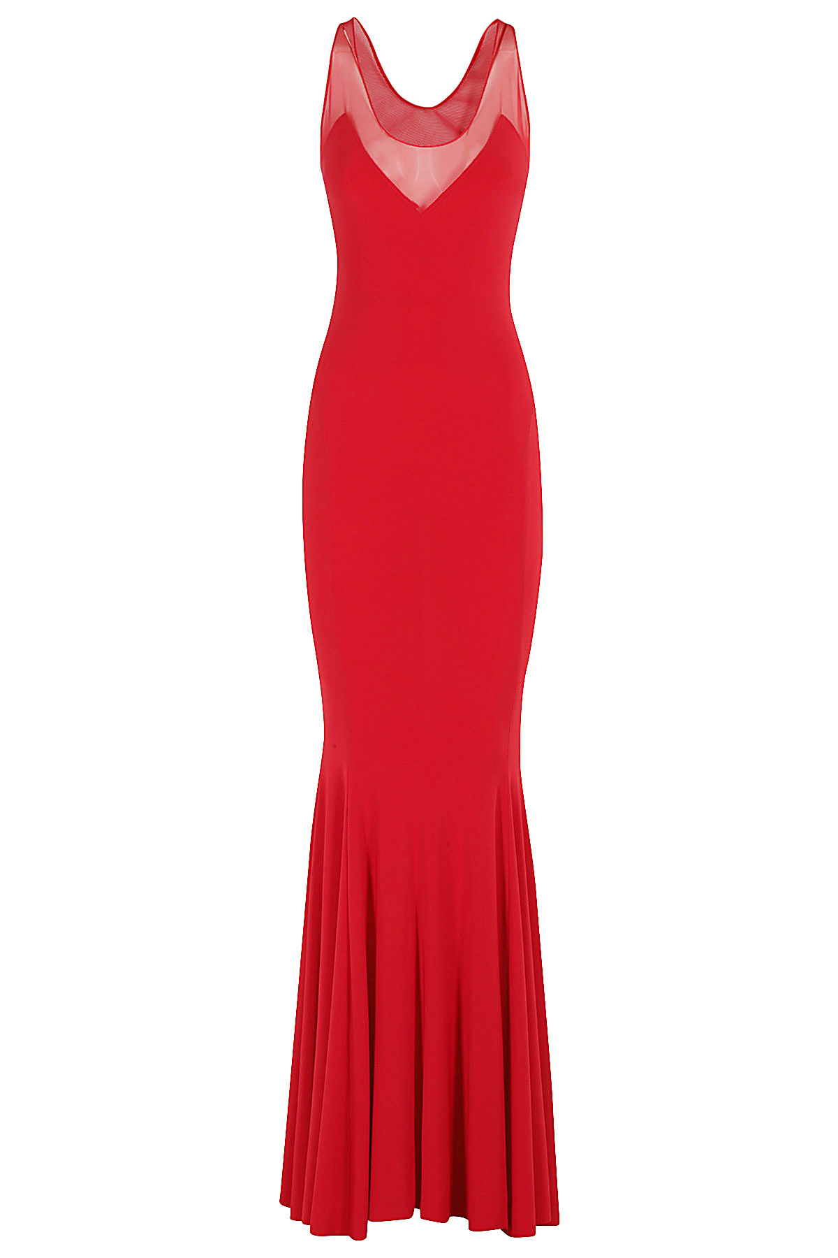 Shop Norma Kamali Racer Fishtail Gown In Tiger Red