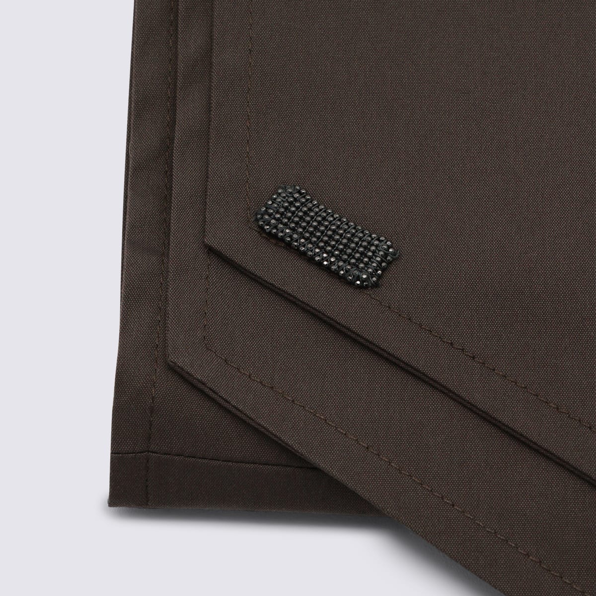 Brunello Cucinelli Rectangular Lightweight Scarf Embellished Detail In Brown