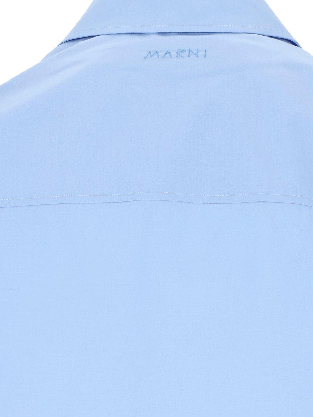 Shop Marni Marno Logo Embroidered Poplin Shirt