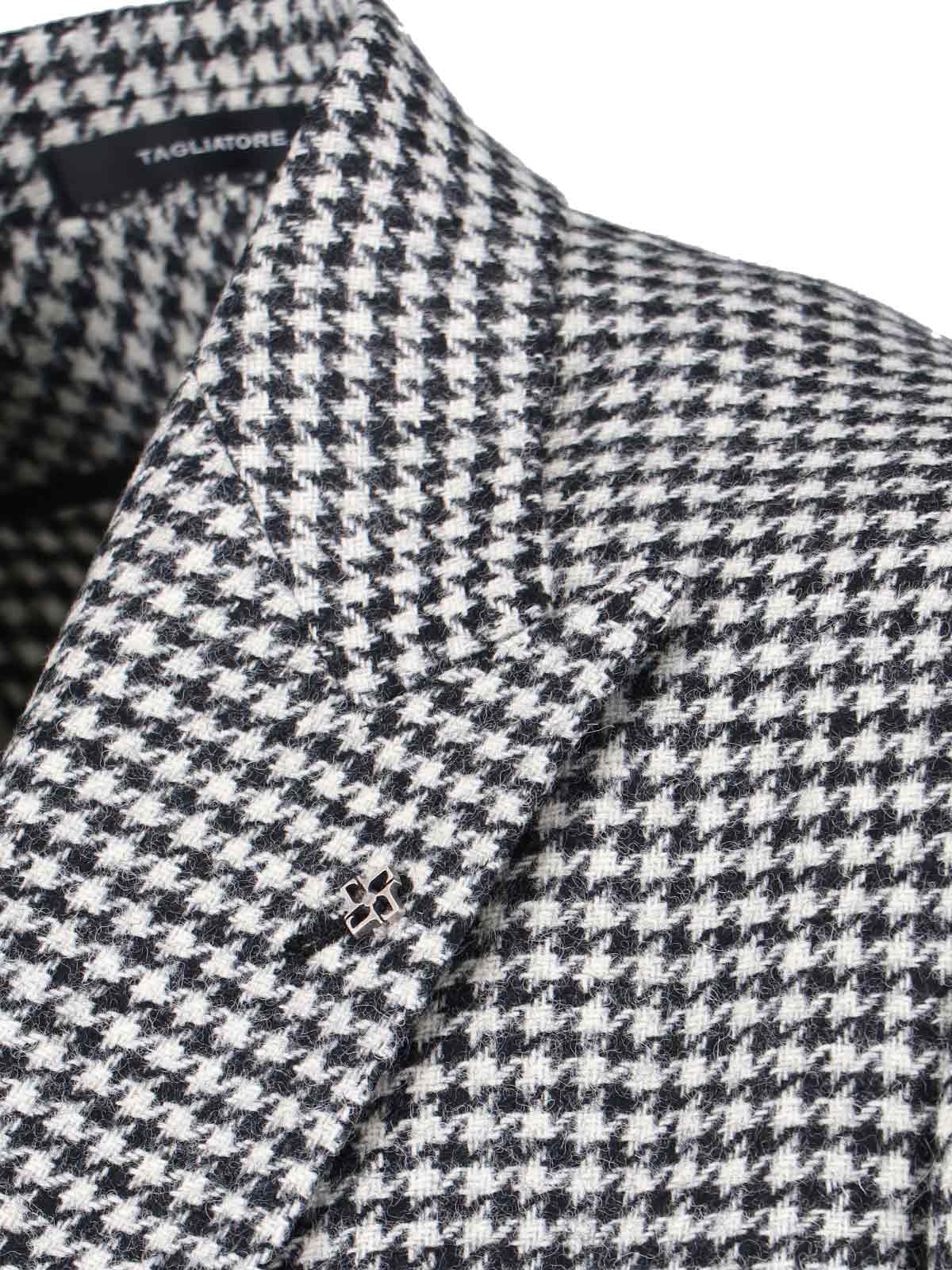 Tagliatore Double-breasted Houndstooth Blazer Button Detailing In White
