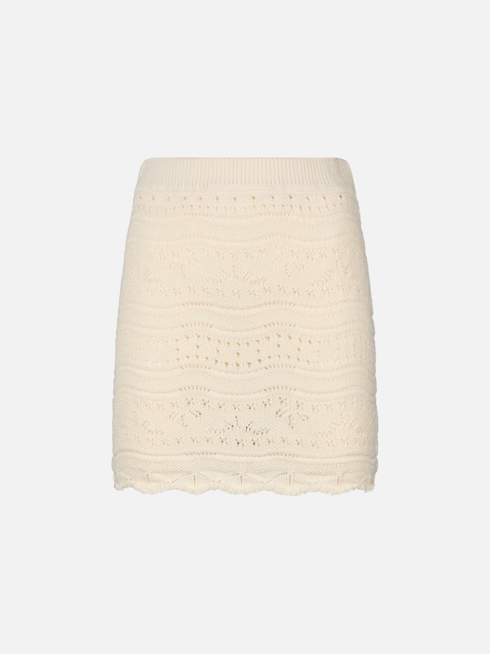 Mc2 Saint Barth Woman Cotton Knit Mini Skirt In White
