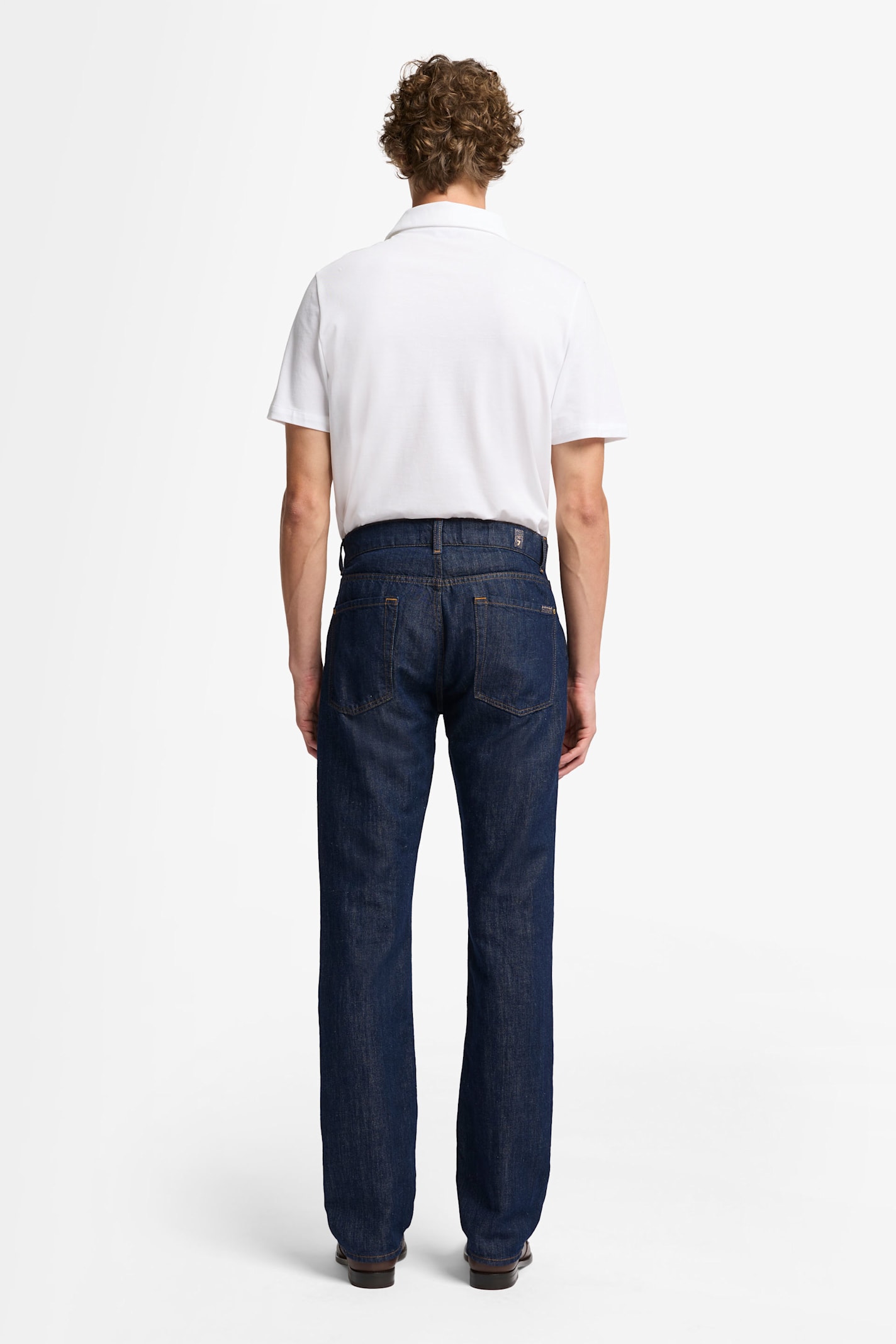 7 For All Mankind The Straight Linen Denim Trousers In Dark Blue