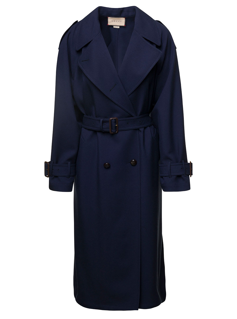 Gucci Blue Double-breasted Wool Trench Coat