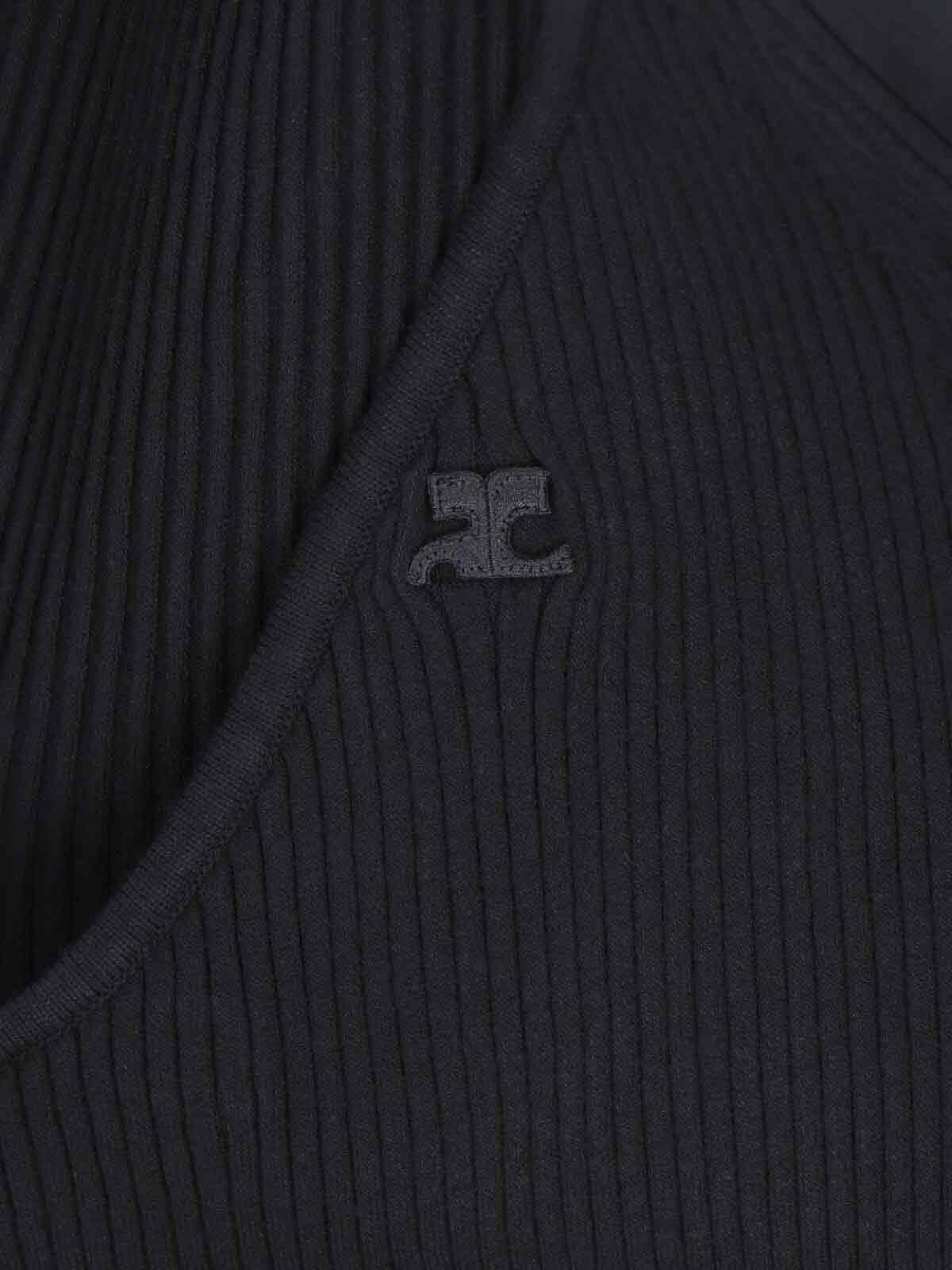 Courrèges Slash Asymmetric Ribbed-knit Sweater In Black