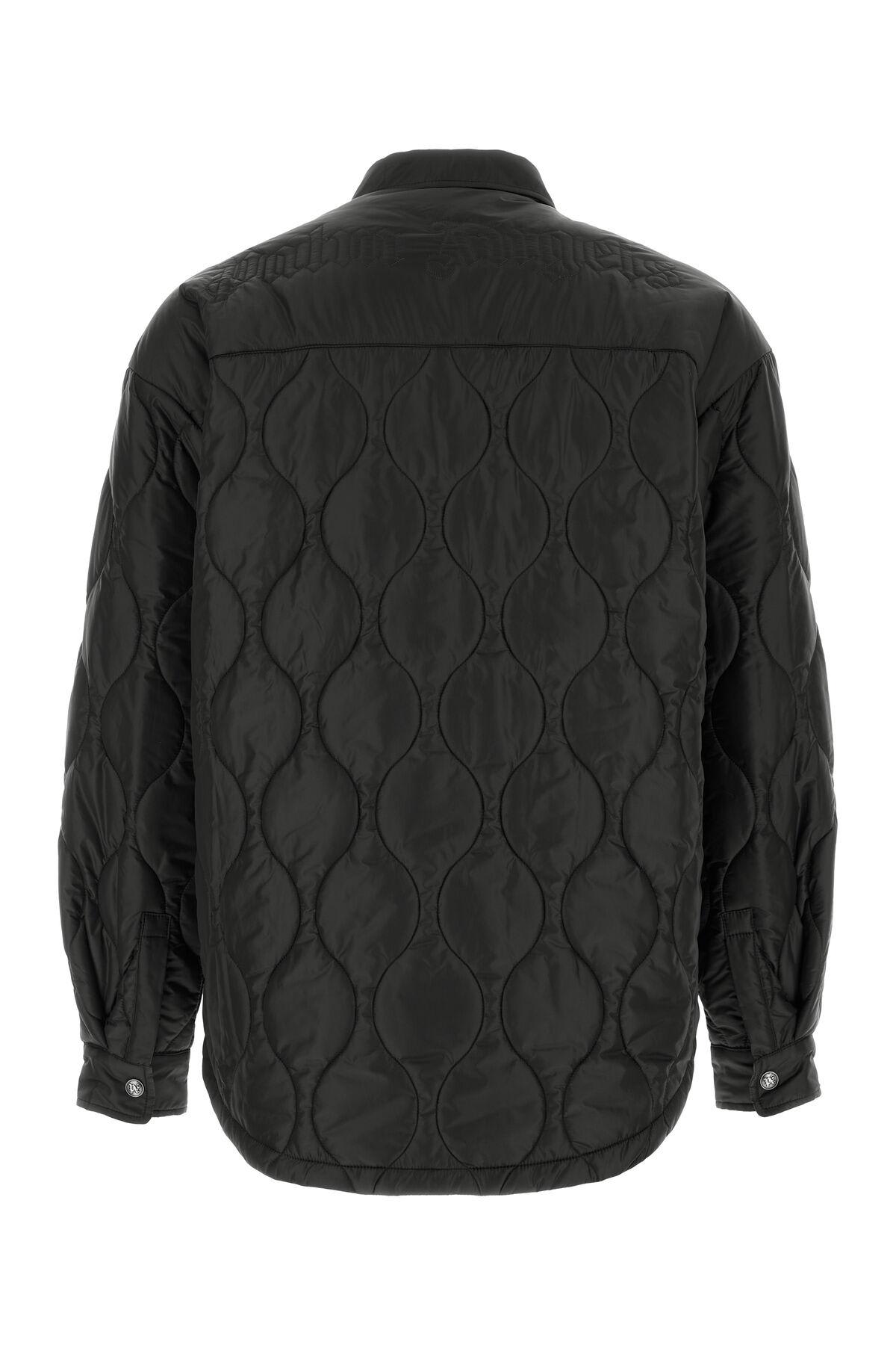 Shop Palm Angels Black Polyester Padded Jacket In Nero